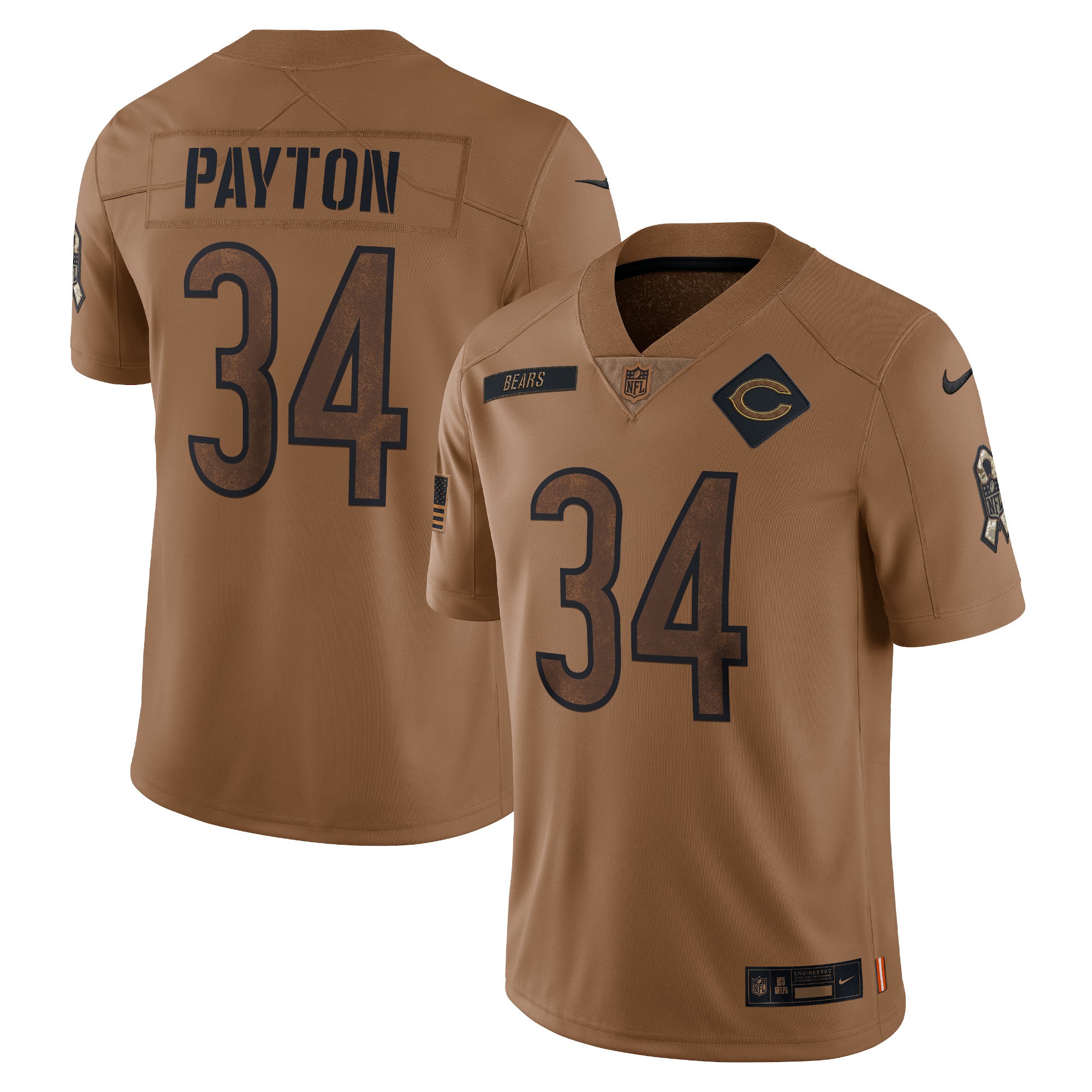Walter Payton Chicago Bears Nike 2023 Salute To Service Retired Player Limited Jersey   Brown