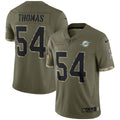 Zach Thomas Miami Dolphins 2022 Salute To Service Retired Player Limited Jersey   Olive