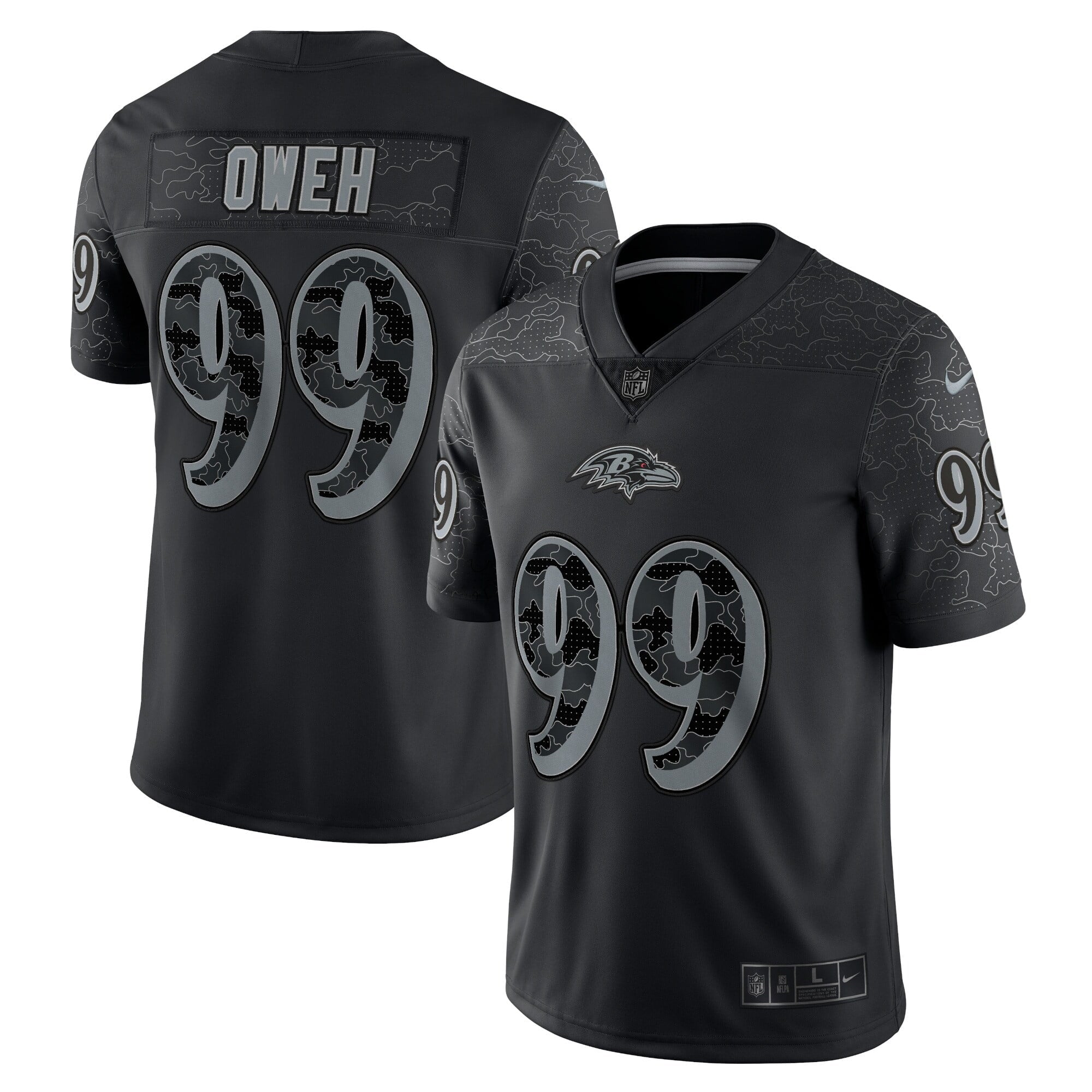 Men s Nike Odafe Oweh Black Baltimore Ravens RFLCTV Limited Jersey