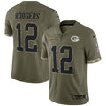 Men s Nike Aaron Rodgers Olive Green Bay Packers 2022 Salute To Service Limited Jersey