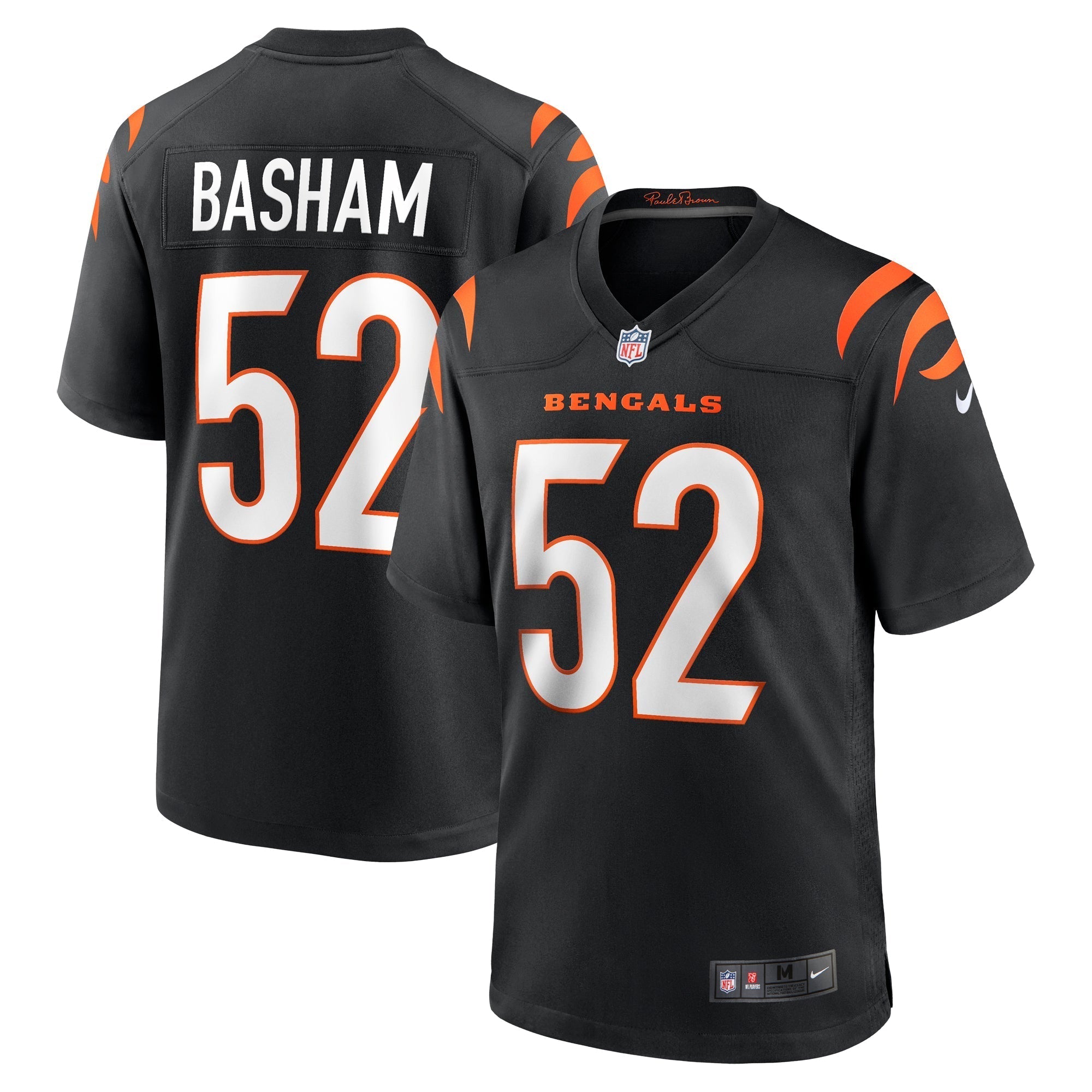 Men s Nike Tarell Basham Black Cincinnati Bengals Team Game Jersey