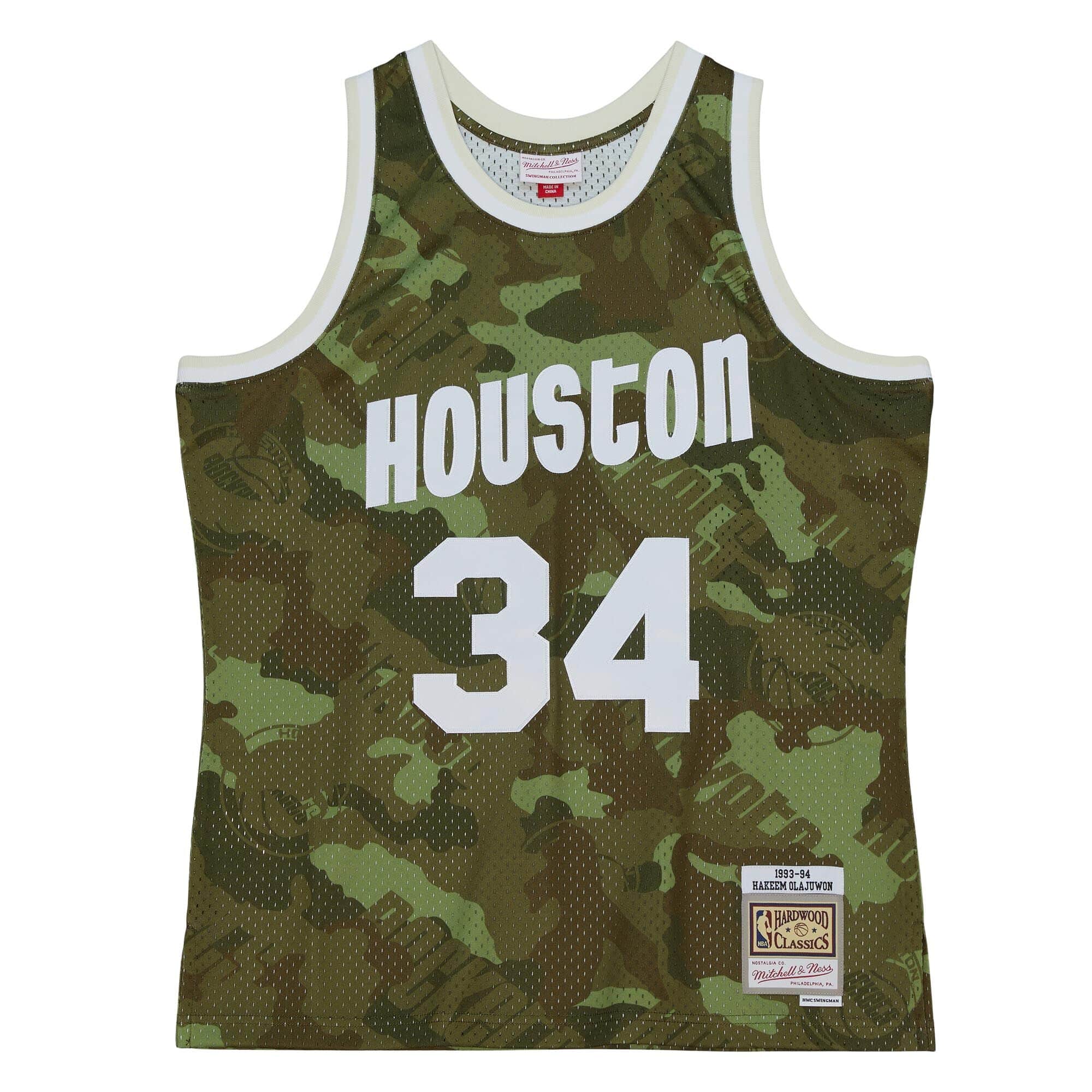 Ghost Green Camo Swingman Hakeem Olajuwon Houston Rockets 1993-94 Jersey