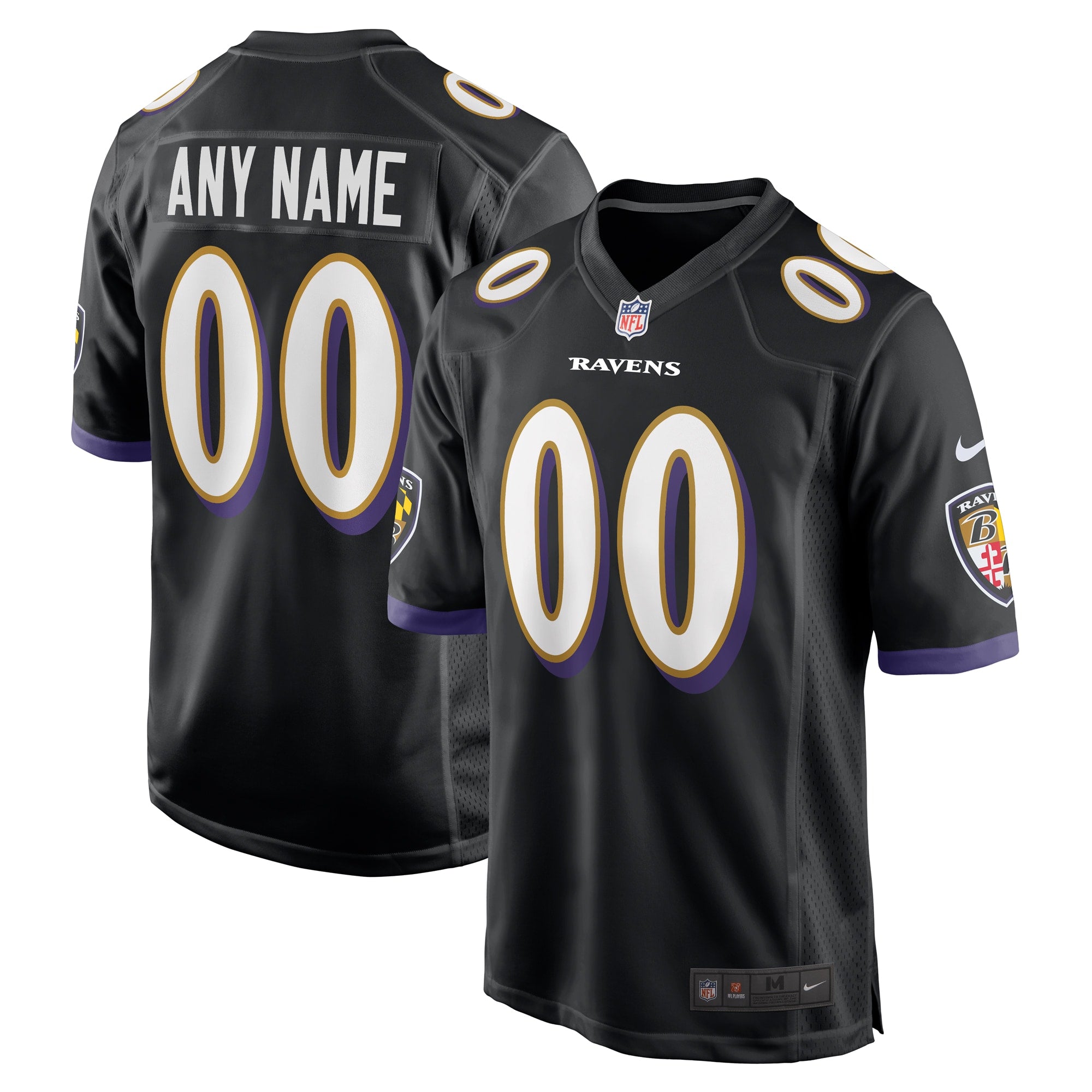 Baltimore Ravens Nike Alternate Custom Game Jersey   Black
