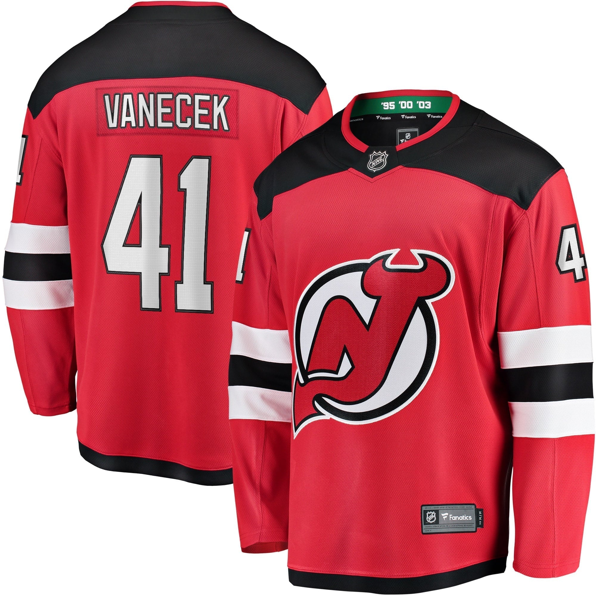 Men's Fanatics Branded Vitek Vanecek Red New Jersey Devils Home Breakaway Player Jersey