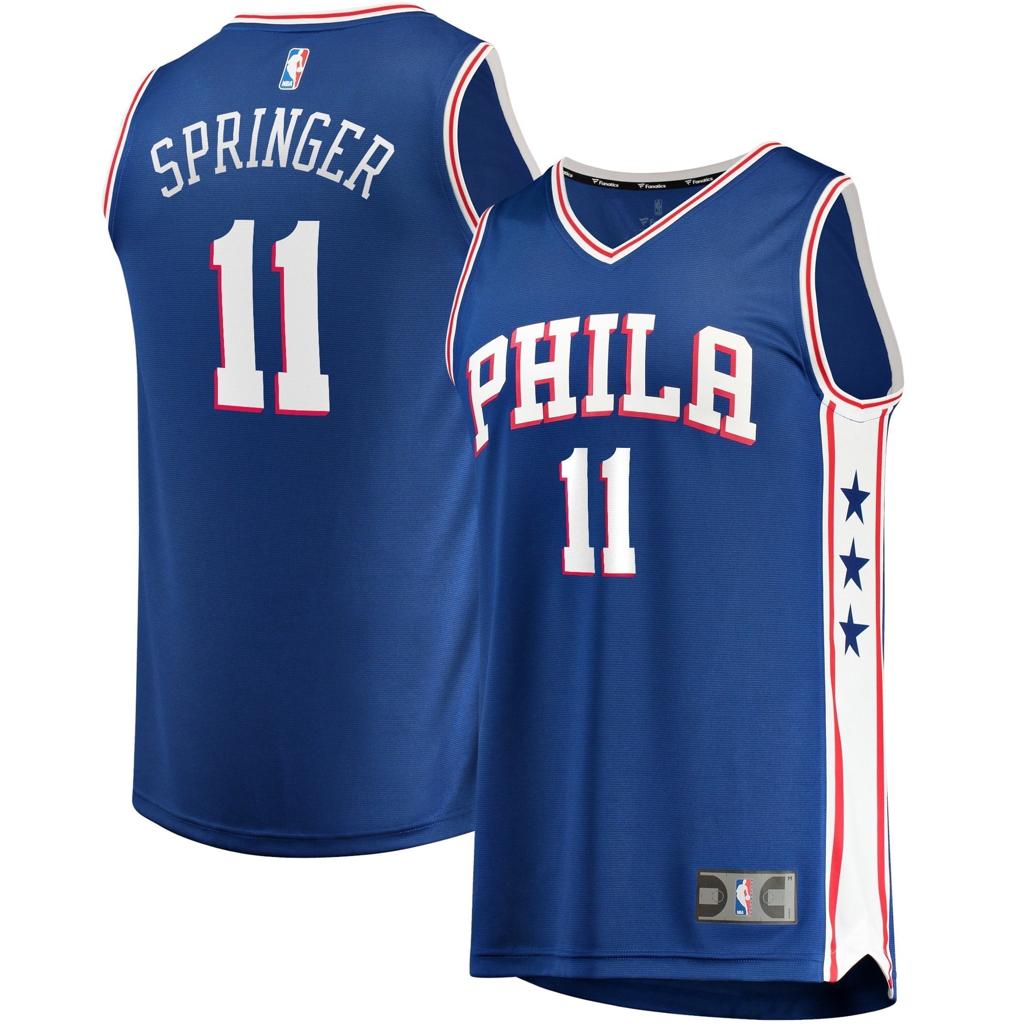 Men's Fanatics Branded Jaden Springer Royal Philadelphia 76ers 2021/22 Fast Break Replica Jersey - Icon Edition