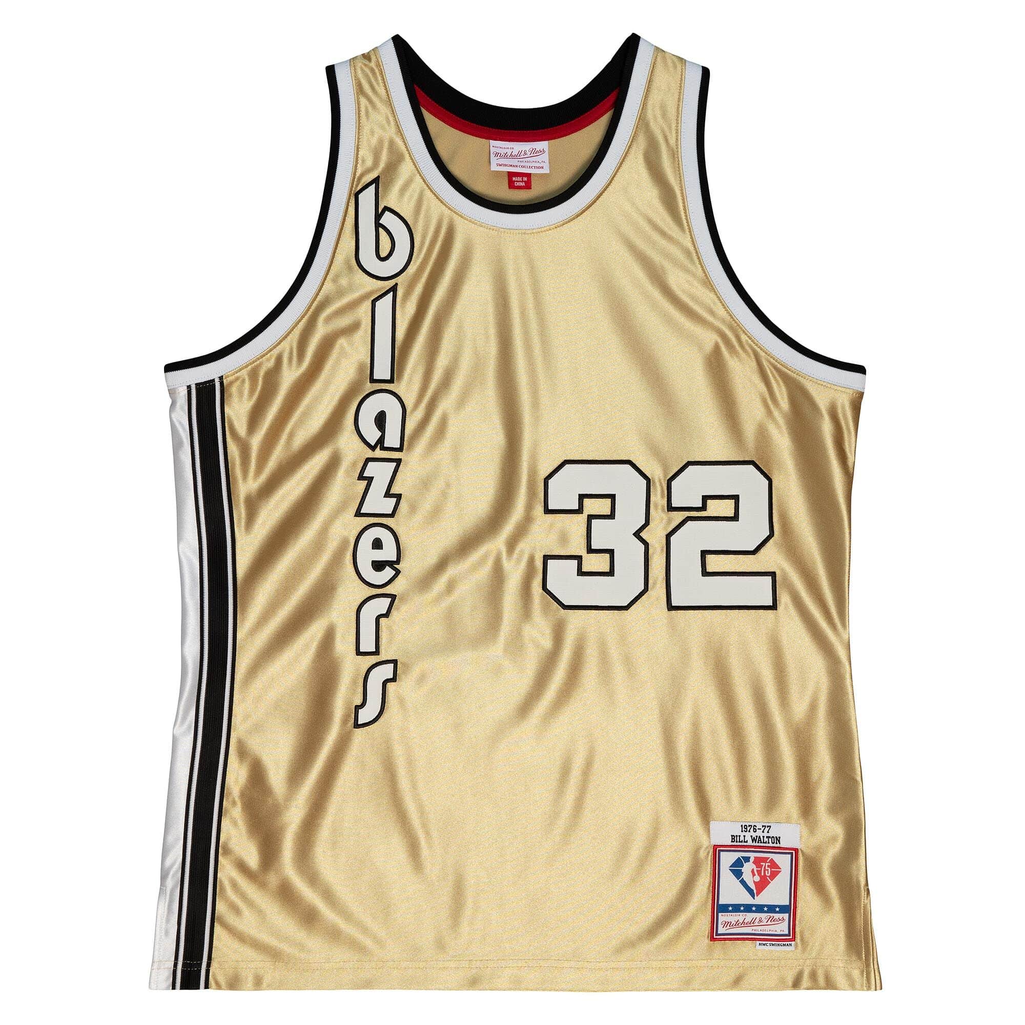 75th Anniversary Gold Swingman Bill Walton Portland Trail Blazers 1976-77 Jersey
