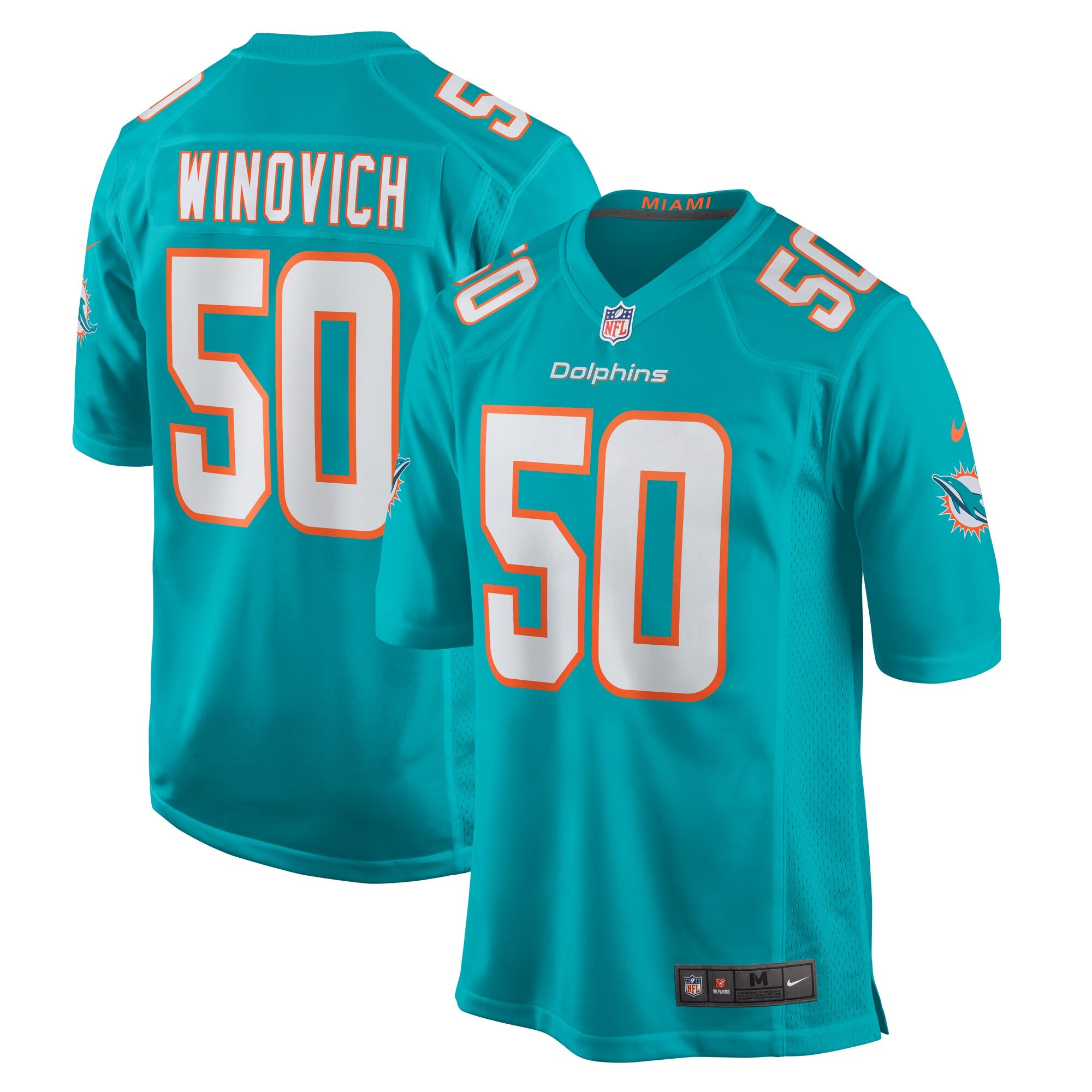 Chase Winovich Miami Dolphins Nike Team Game Jersey    Aqua