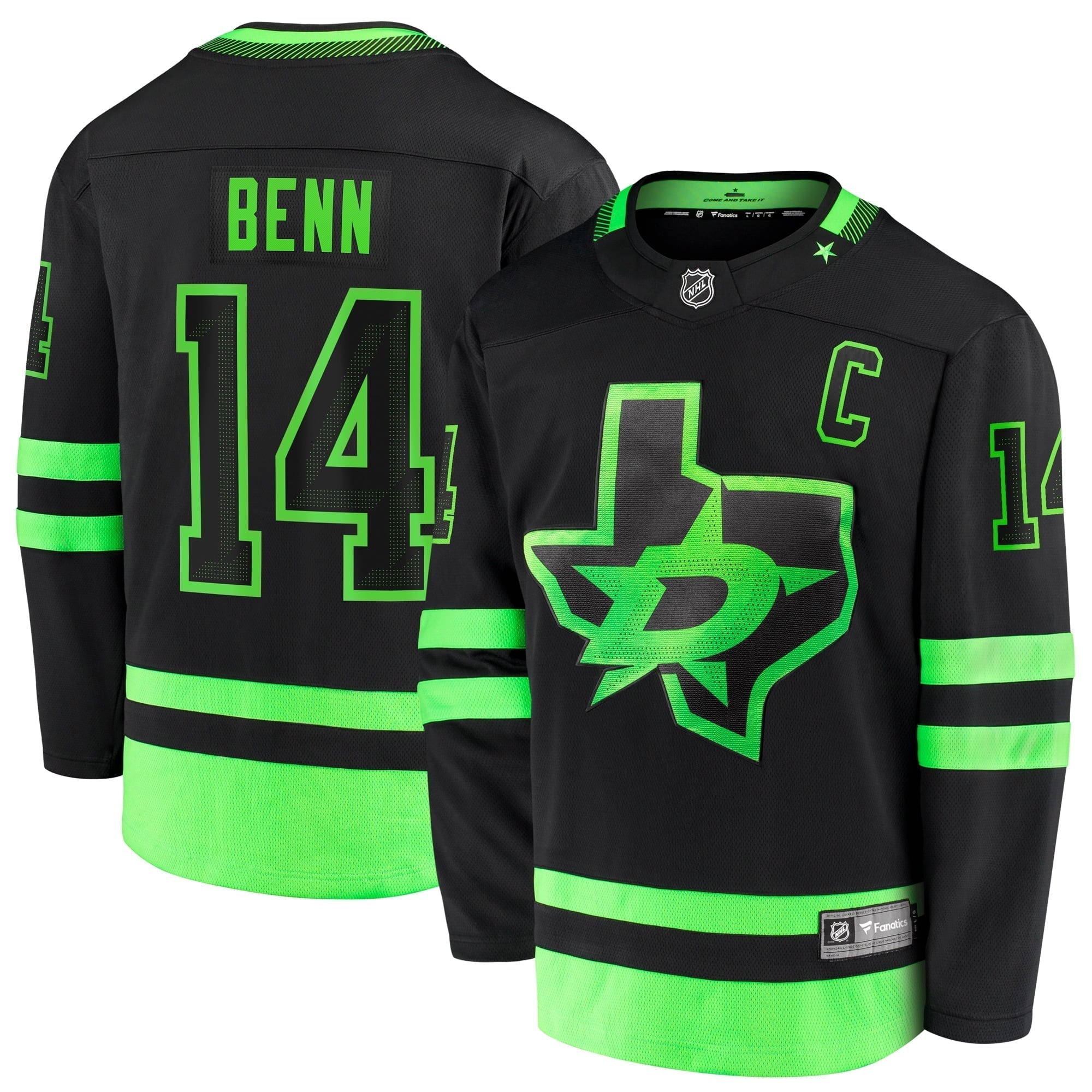 Men's Fanatics Branded Jamie Benn Black Dallas Stars 2020/21 Alternate Premier Breakaway Player Jersey