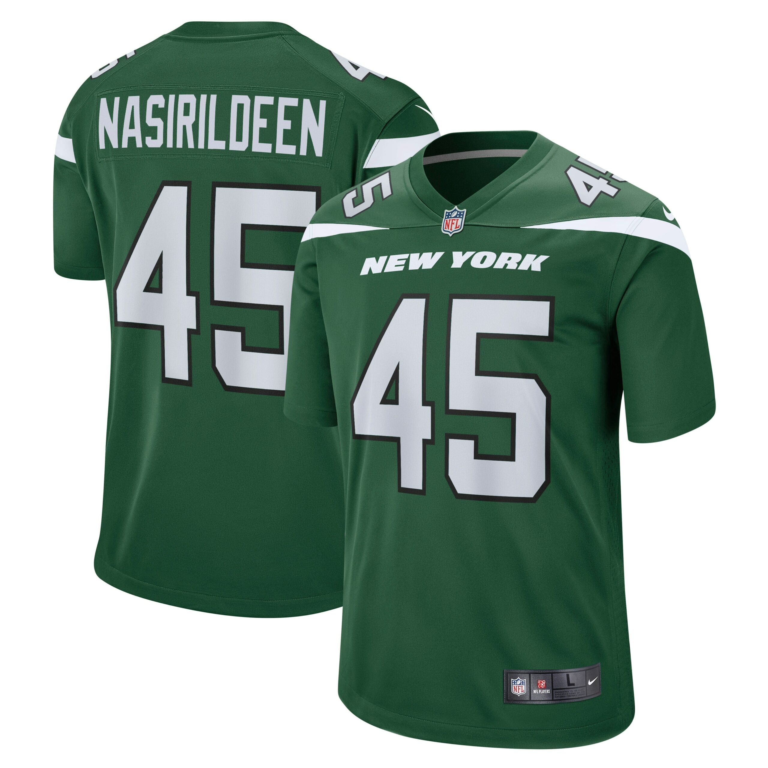 Hamsah Nasirildeen New York Jets Nike Game Jersey   Gotham Green