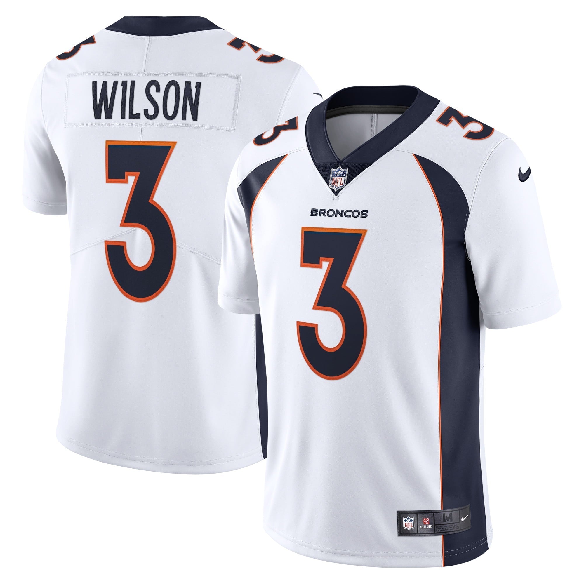 Men s Nike  Russell Wilson  White Denver Broncos Team Vapor Limited Jersey