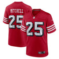 Men s Nike Elijah Mitchell Scarlet San Francisco 49ers Alternate Game Jersey
