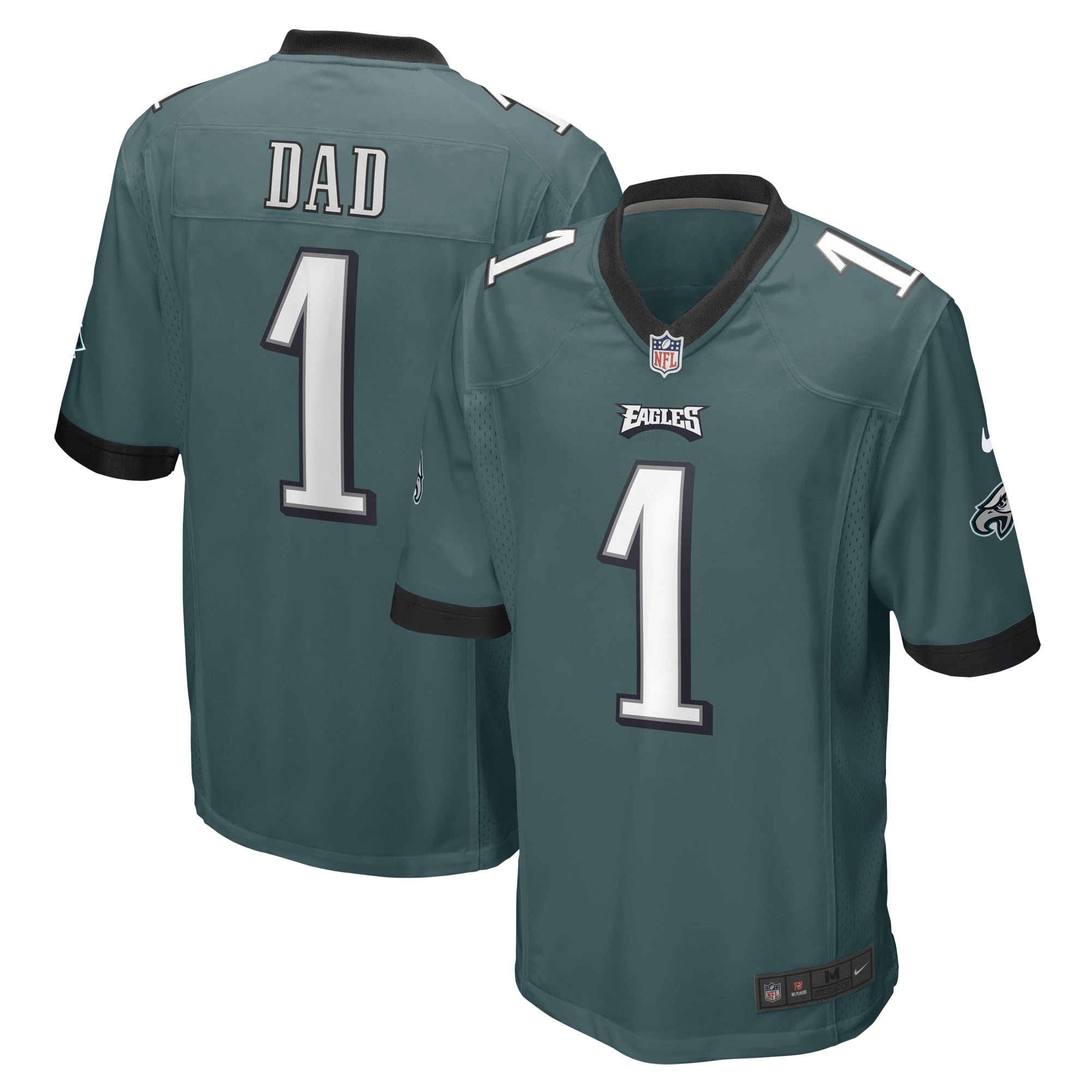 Men s Nike Number 1 Dad Midnight Green Philadelphia Eagles Game Jersey