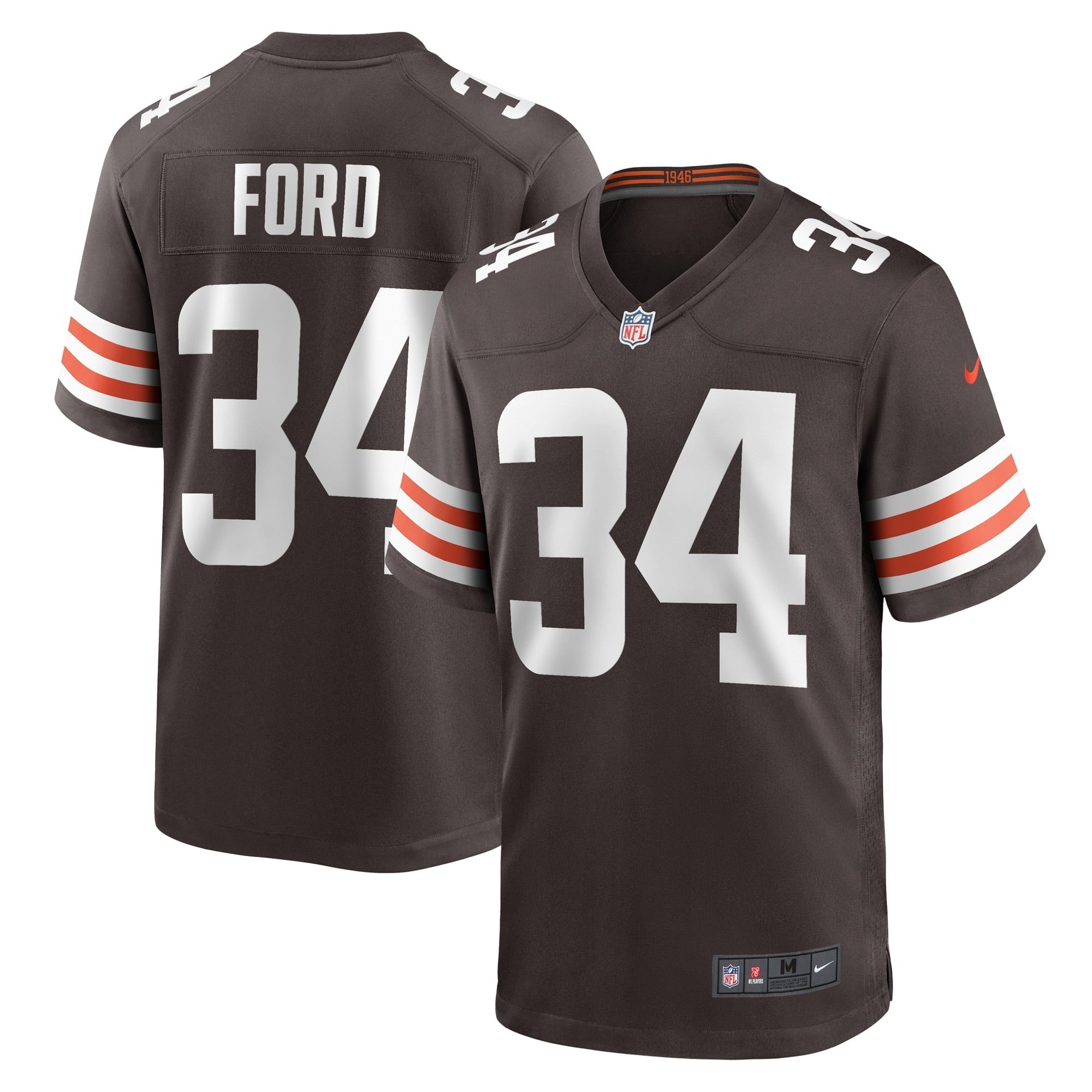 Men s Nike Jerome Ford Brown Cleveland Browns Game Player Jersey