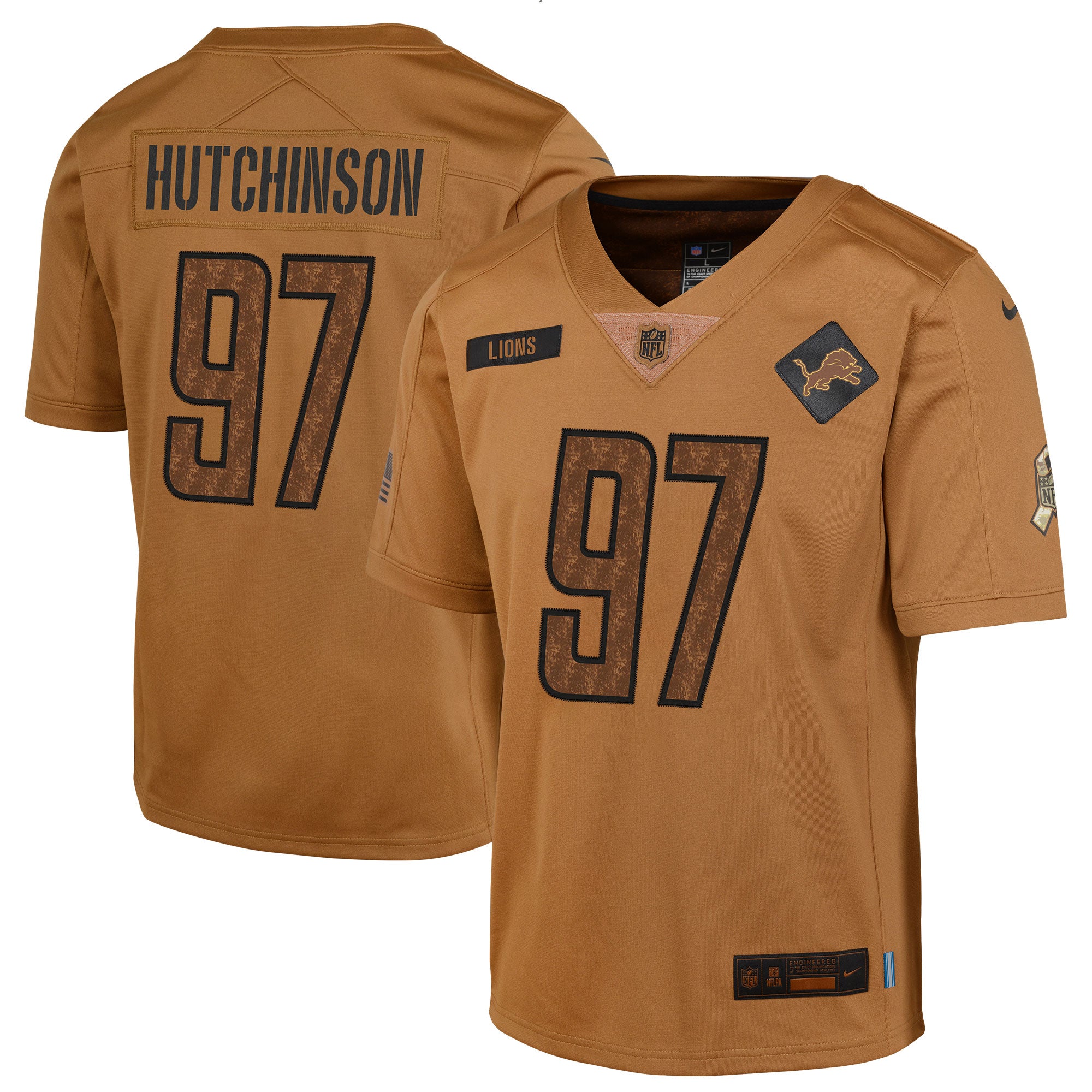 Aidan Hutchinson Detroit Lions Nike Youth 2023 Salute To Service Limited Jersey   Brown