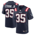 Men s Nike Pierre Strong Jr. Navy New England Patriots Game Player Jersey