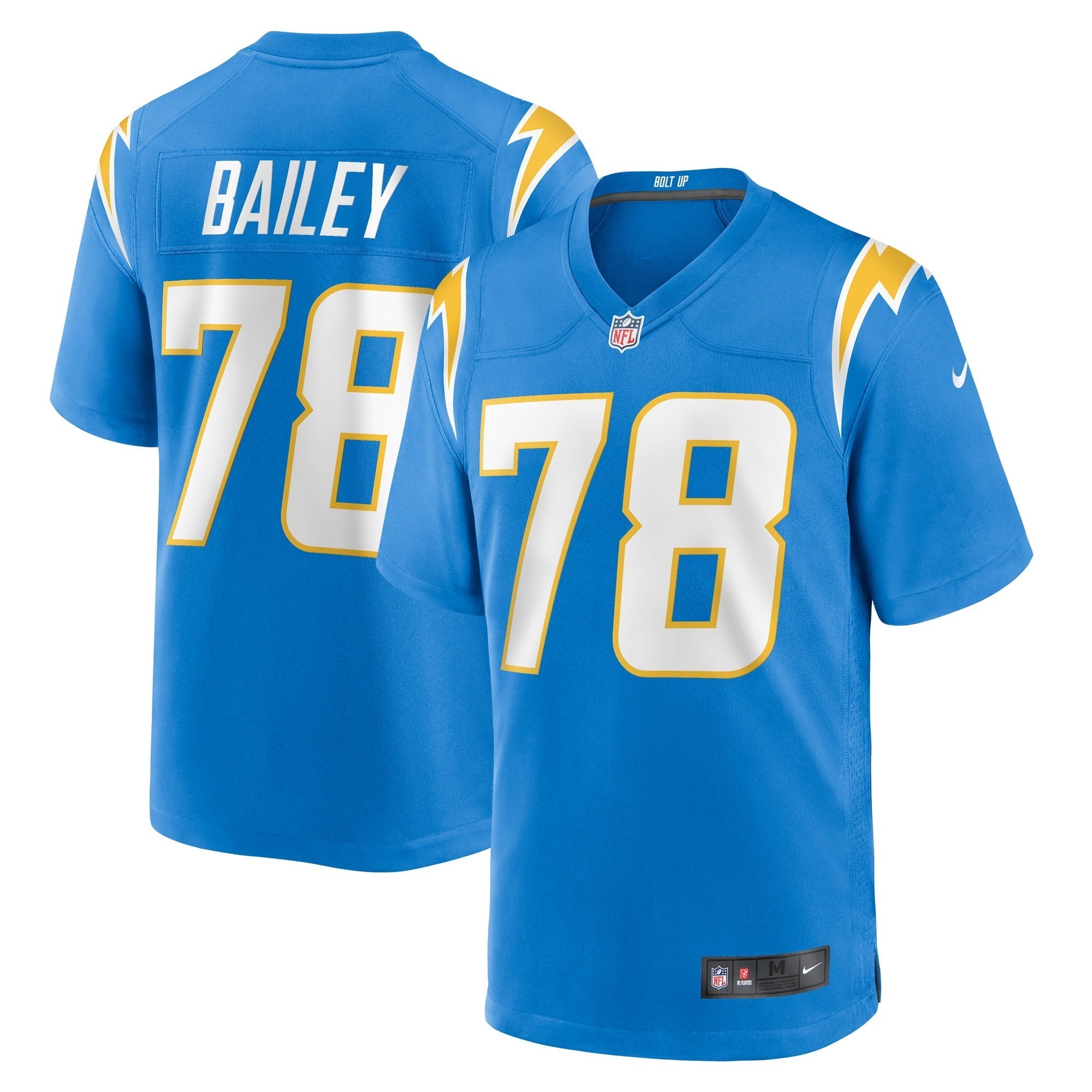 Men s Nike Zack Bailey Powder Blue Los Angeles Chargers Player Game Jersey
