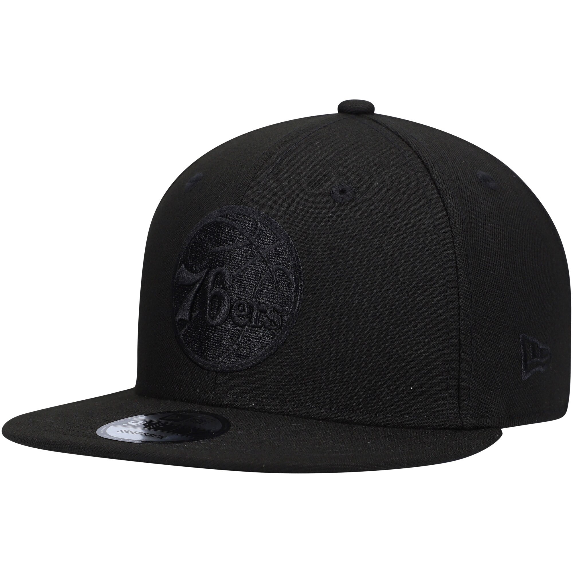 Philadelphia 76ers New Era Black On Black 9FIFTY Snapback Hat