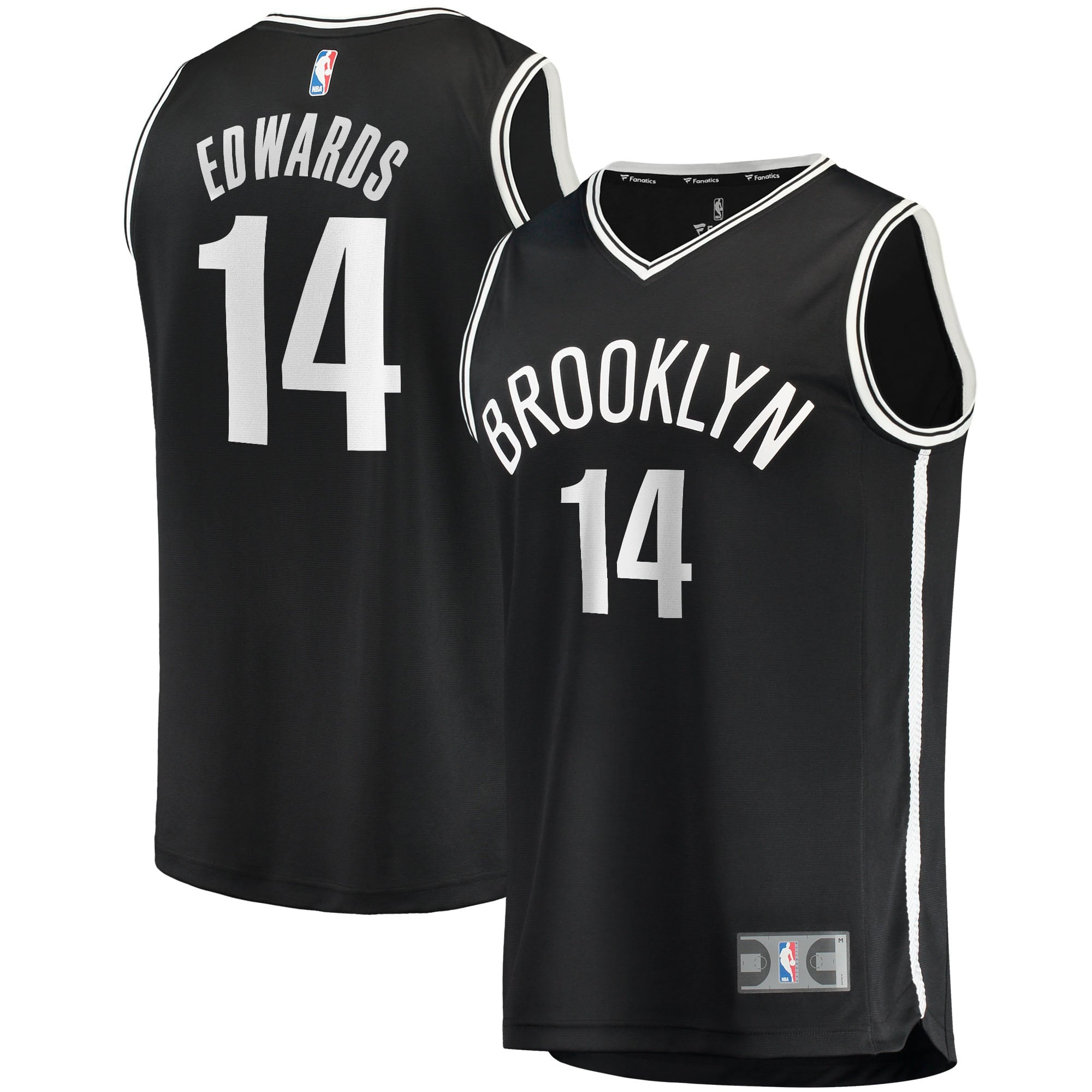 Men's Fanatics Branded Kessler Edwards Black Brooklyn Nets 2021/22 Fast Break Replica Jersey - Icon Edition