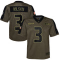 Russell Wilson Seattle Seahawks Nike Youth 2021 Salute To Service Game Jersey Olive