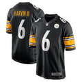 Men s Nike Pressley Harvin III Black Pittsburgh Steelers Game Jersey