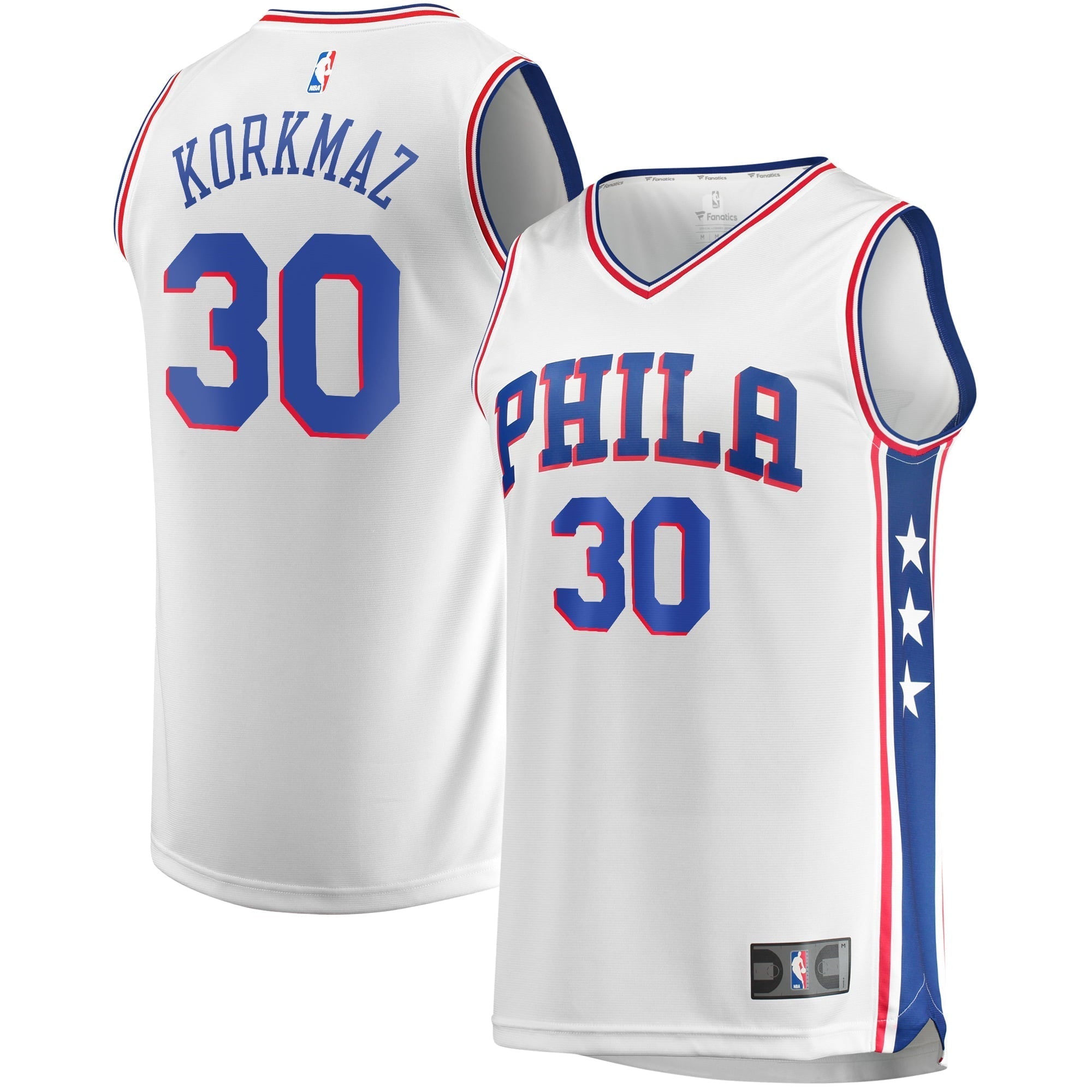 Men's Fanatics Branded Furkan Korkmaz White Philadelphia 76ers Fast Break Player Jersey - Association Edition