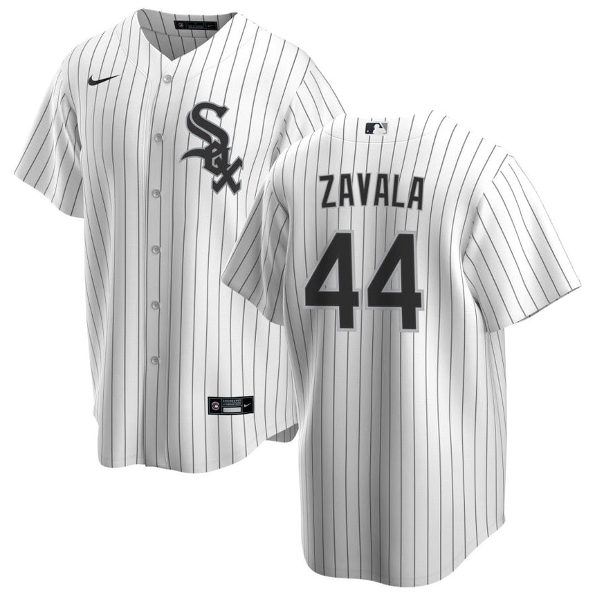 Men's Seby Zavala Chicago White Sox Home White Premium Stitch Replica Jersey