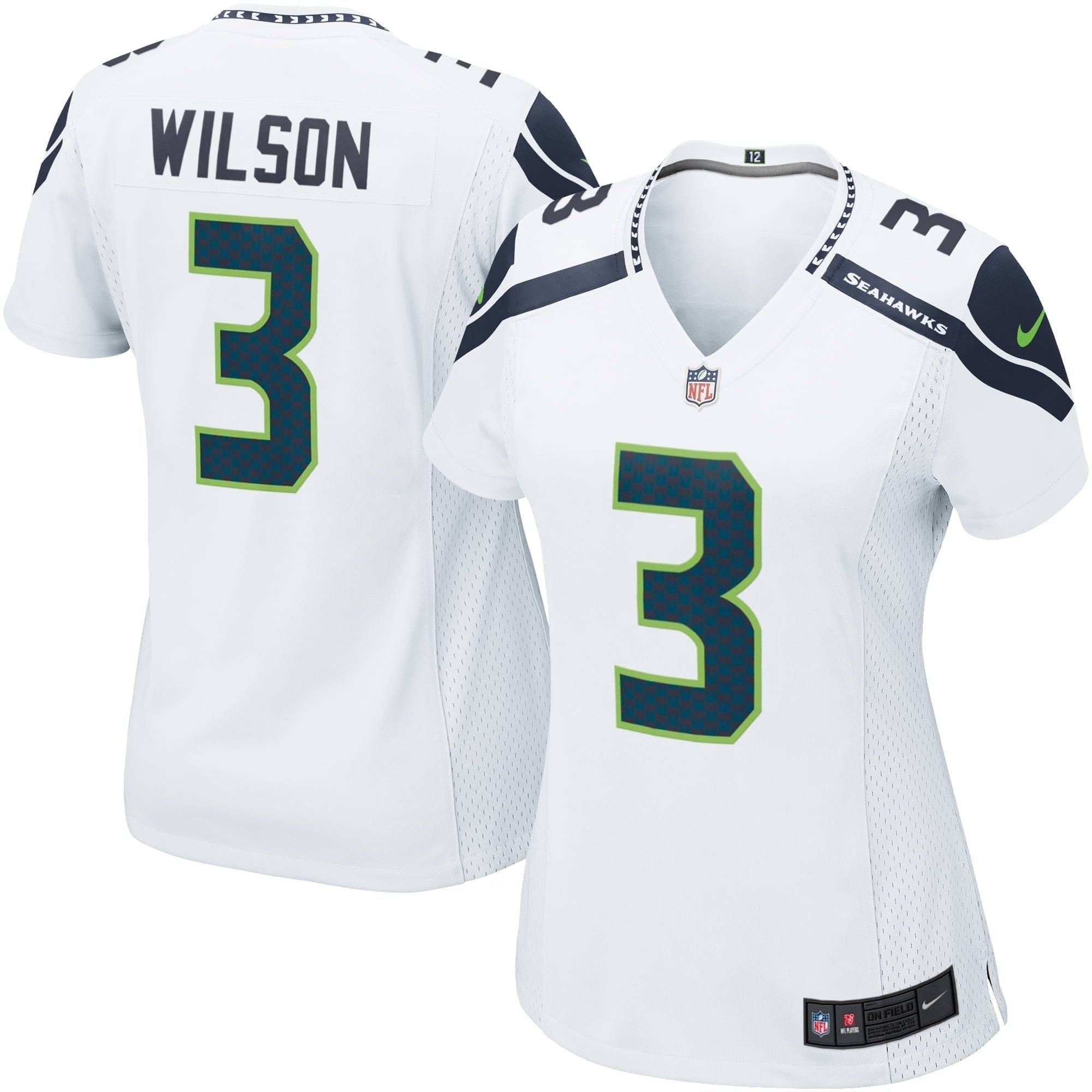 Women s Seattle Seahawks Russell Wilson Nike White Game Jersey