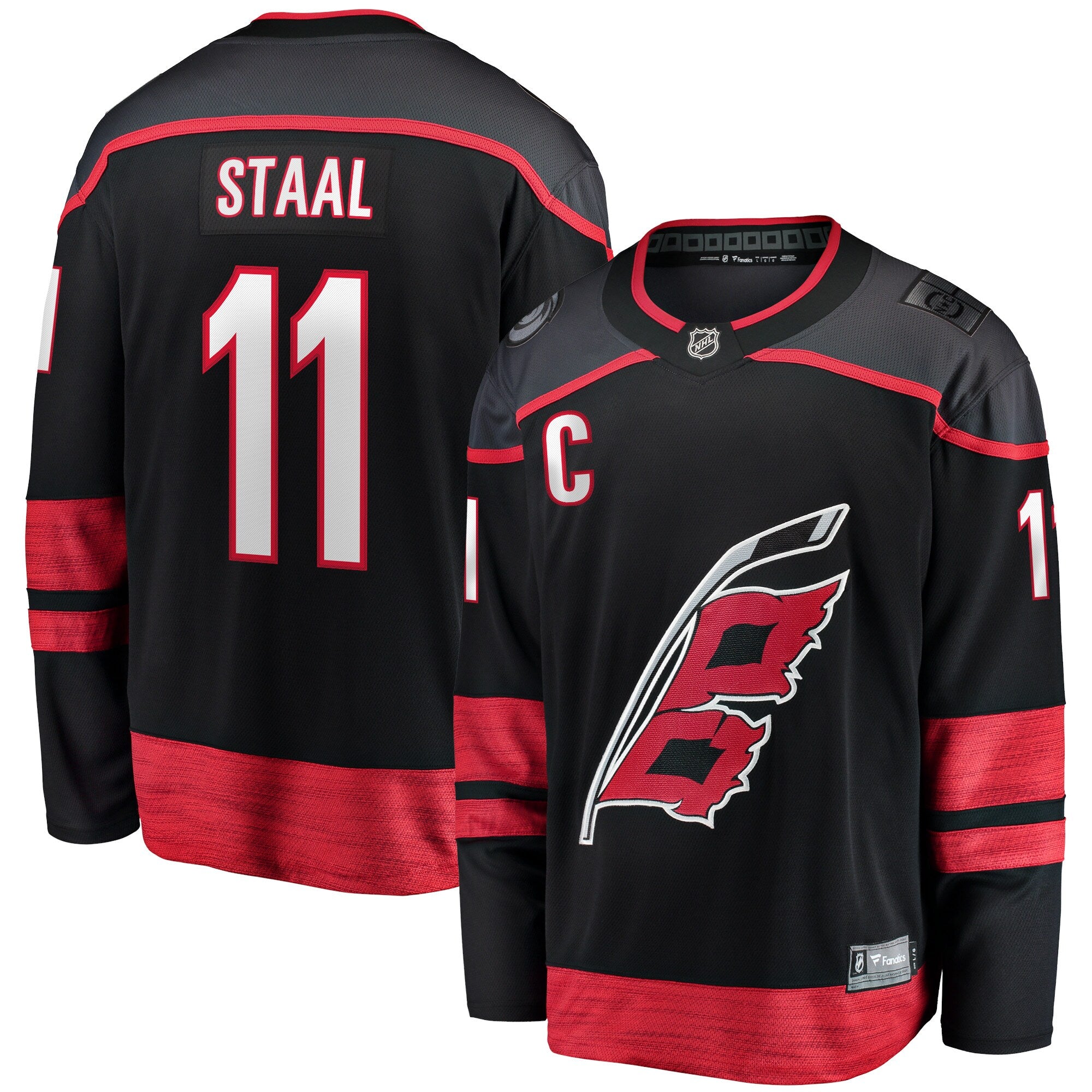 Jordans Staal Carolina Hurricanes Fanatics Branded Home Captain Patch Breakaway Player Jersey - Black