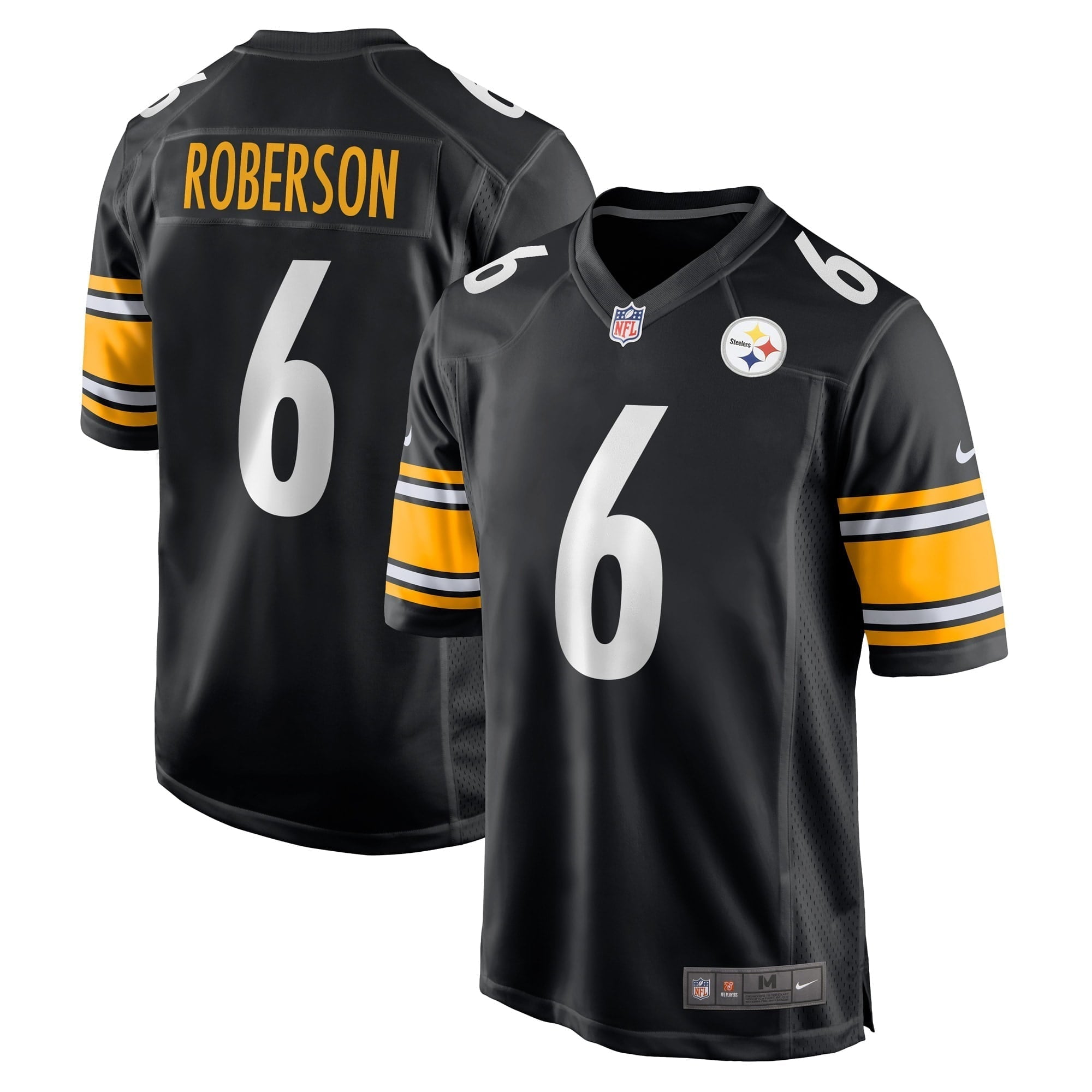 Men s Nike Jaquarii Roberson Black Pittsburgh Steelers Game Player Jersey