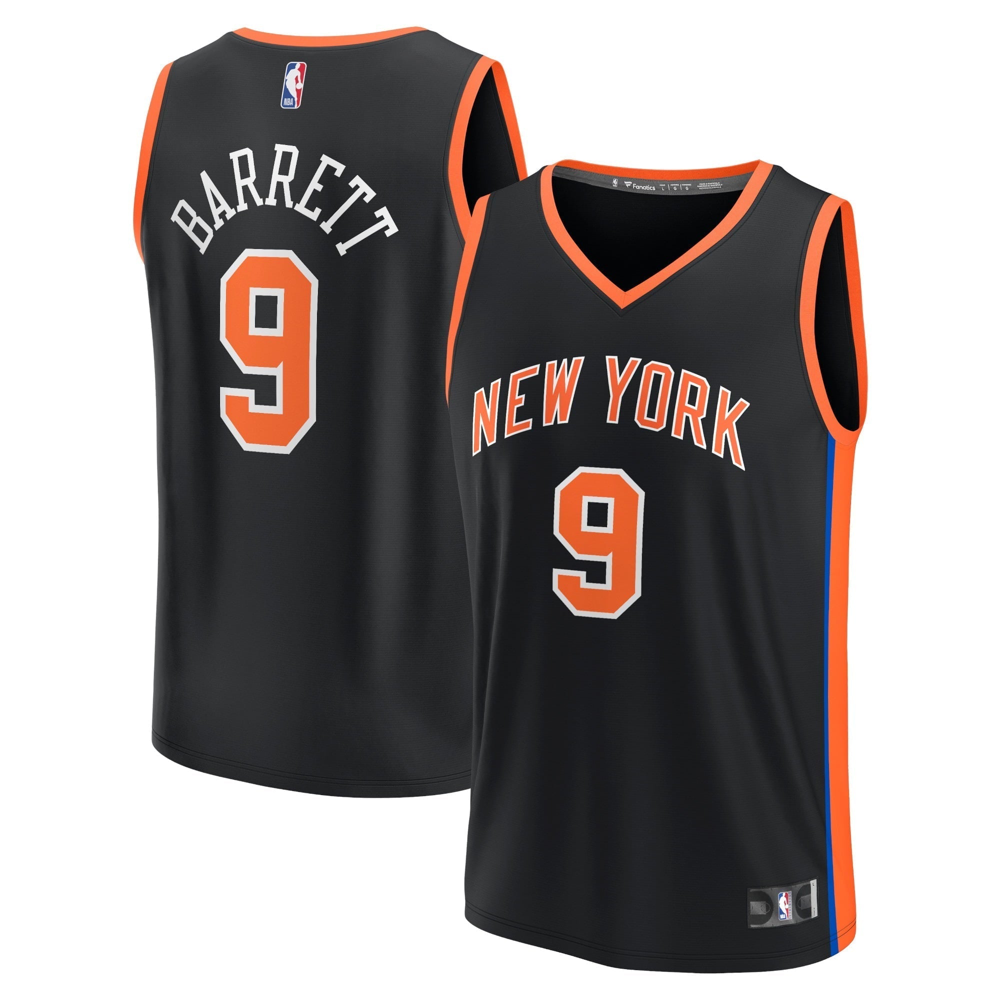 Men's Fanatics Branded RJ Barrett Black New York Knicks 2022/23 Fastbreak Jersey - City Edition