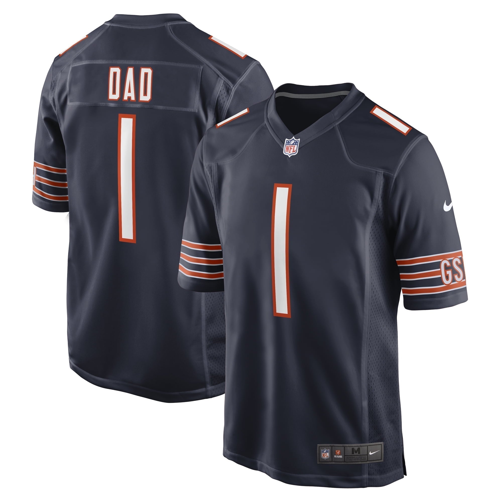 Men s Nike Number 1 Dad Navy Chicago Bears Game Jersey