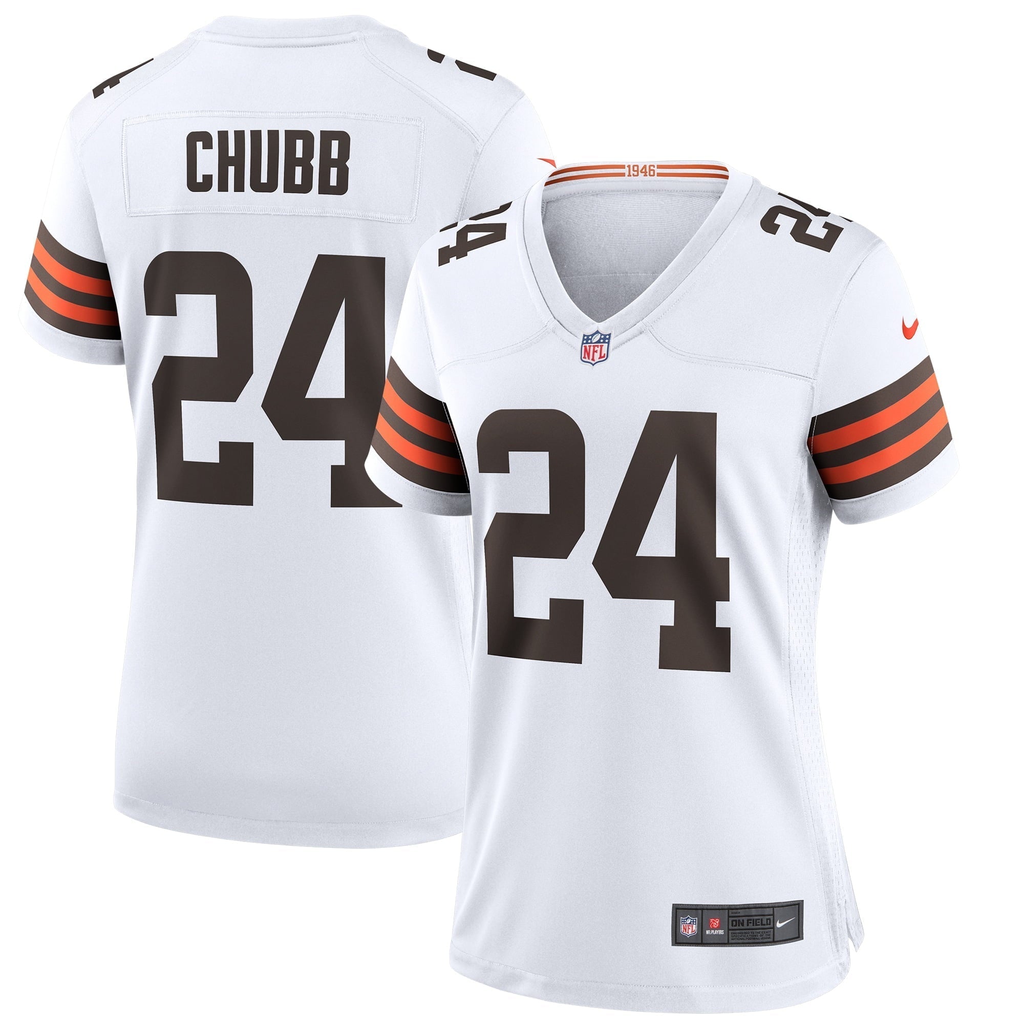 Women s Nike Nick Chubb White Cleveland Browns Game Jersey