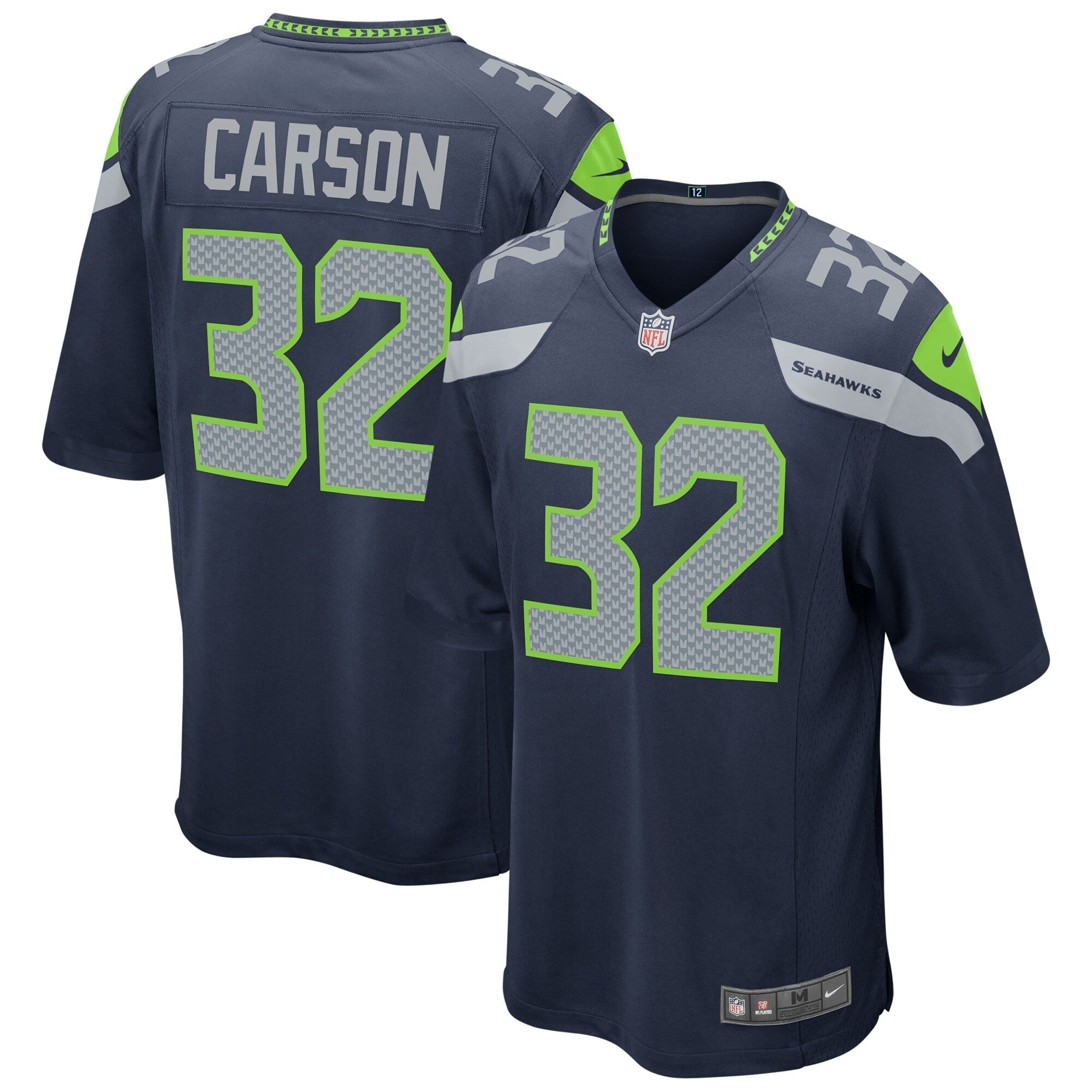 Men s Nike Chris Carson Navy Seattle Seahawks Game Player Jersey