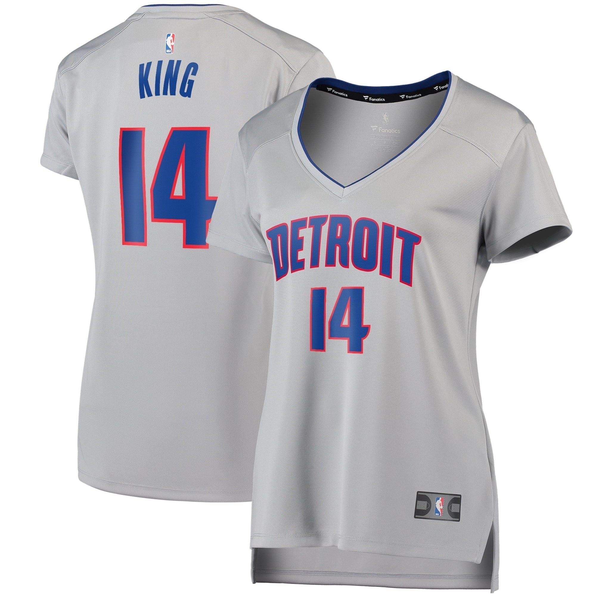 Women's Fanatics Branded Louis King Silver Detroit Pistons Fast Break Replica Jersey - Statement Edition