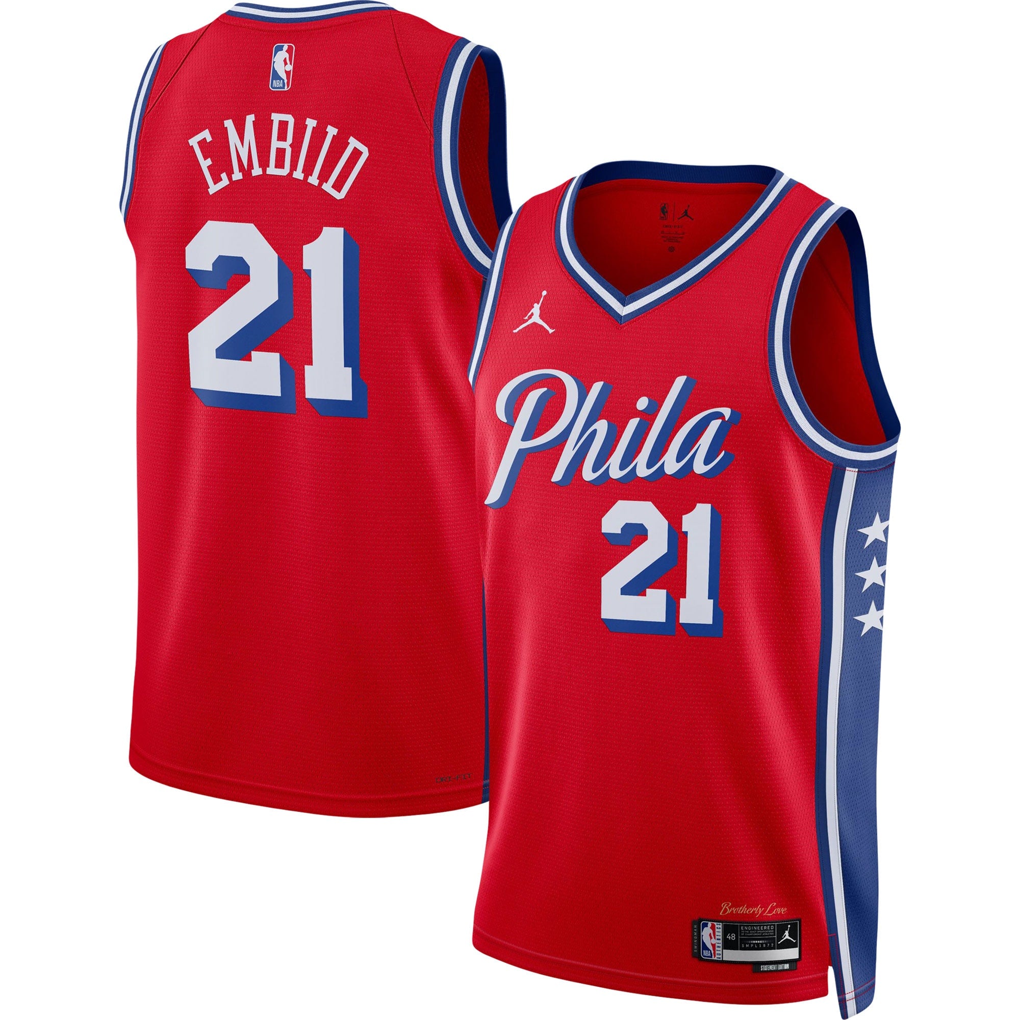 Joel Embiid Philadelphia 76ers Jordans Brand Unisex Swingman Jersey - Statement Edition - Red