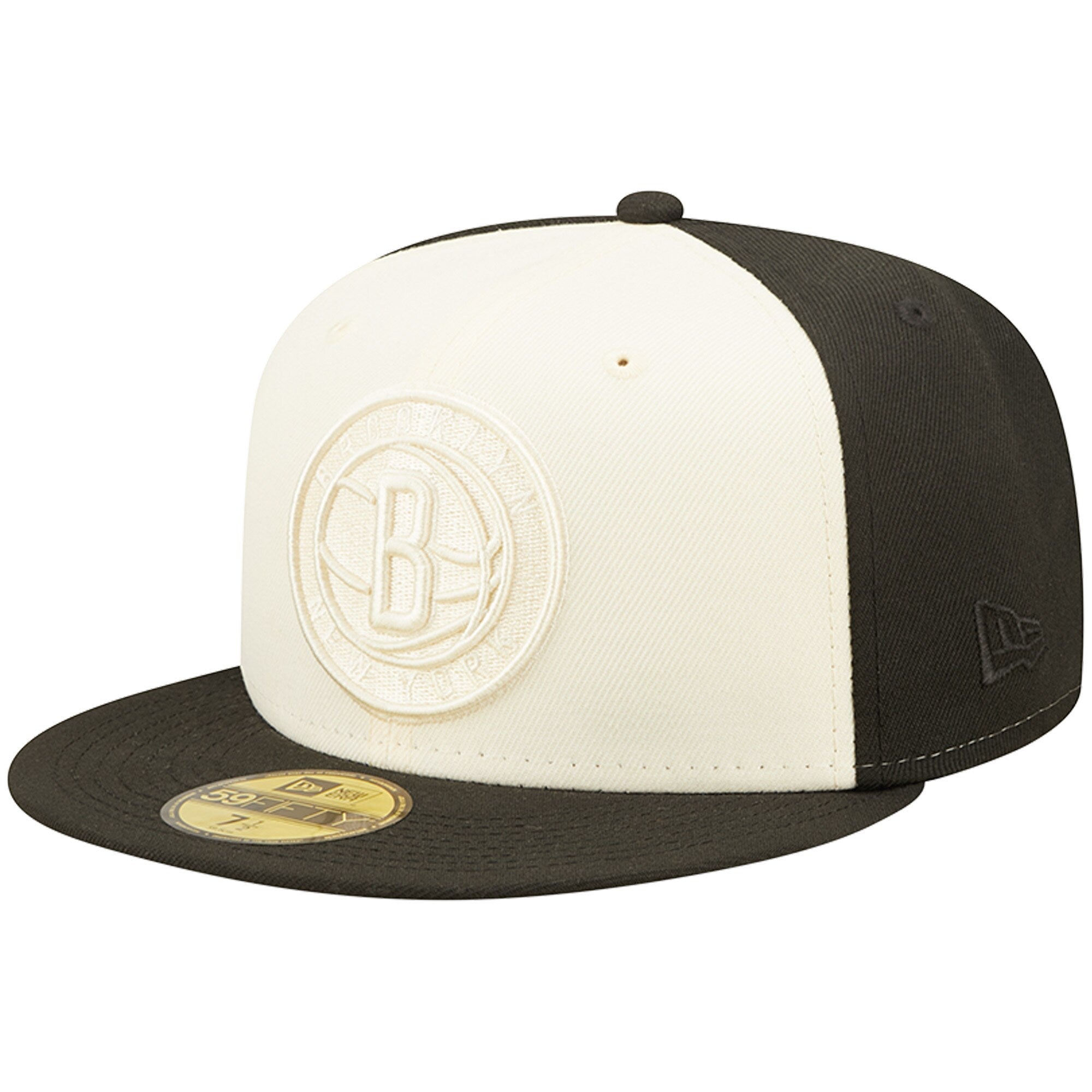 Brooklyn Nets New Era Cork Two-Tone 59FIFTY Fitted Hat - Cream/Black