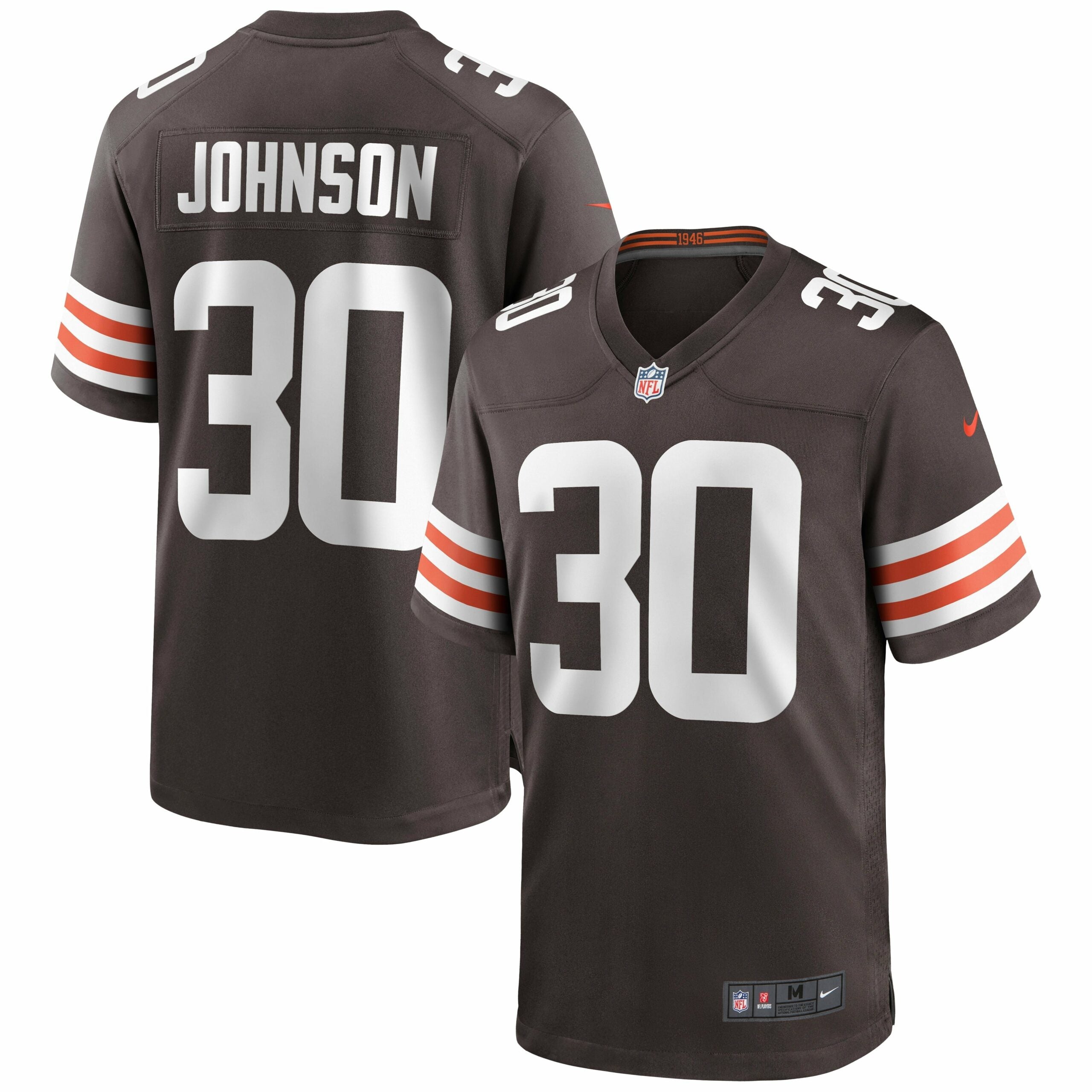 Men s Nike D Ernest Johnson Brown Cleveland Browns Game Jersey