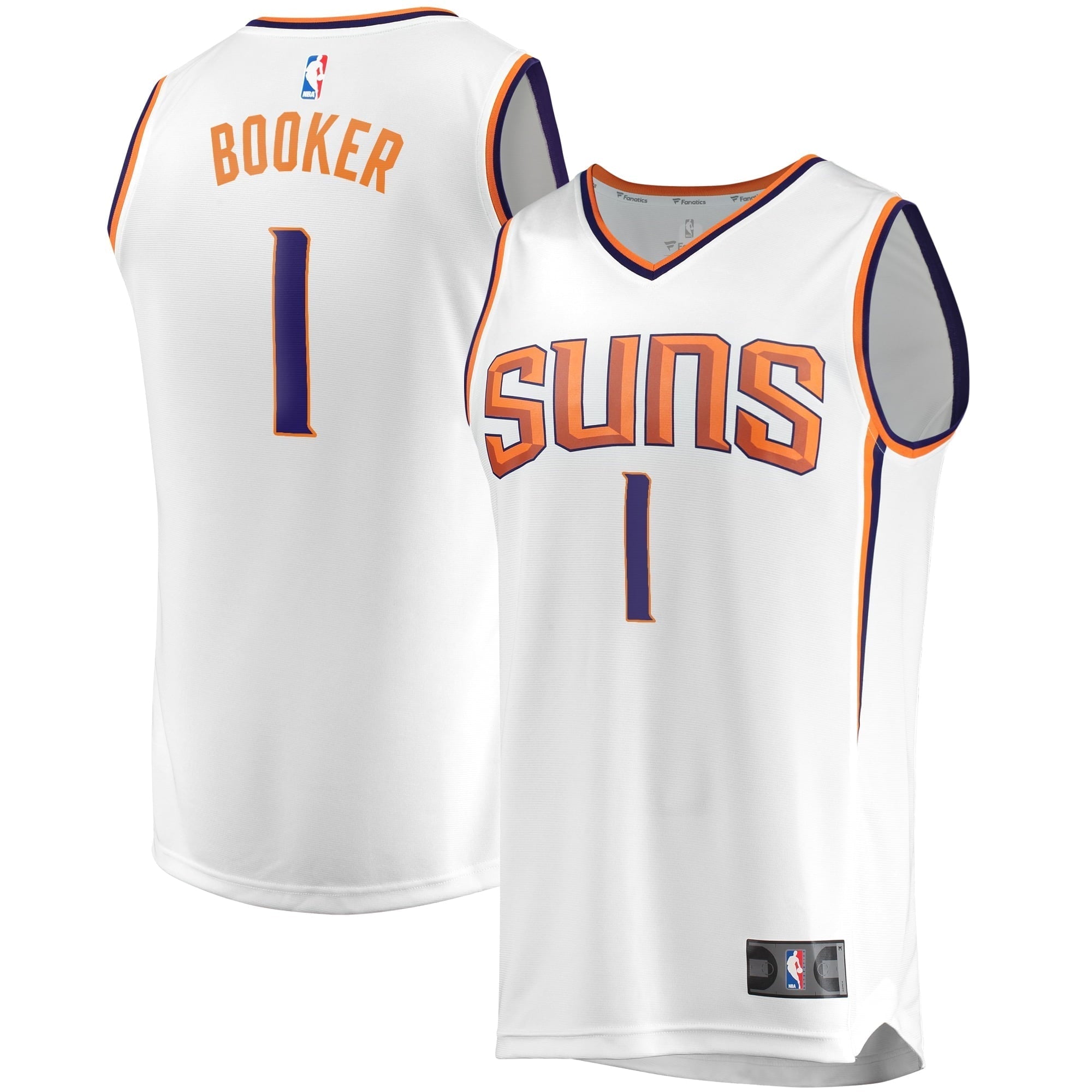 Men's Fanatics Branded Devin Booker White Phoenix Suns 2020/21 Fast Break Replica Player Jersey - Association Edition