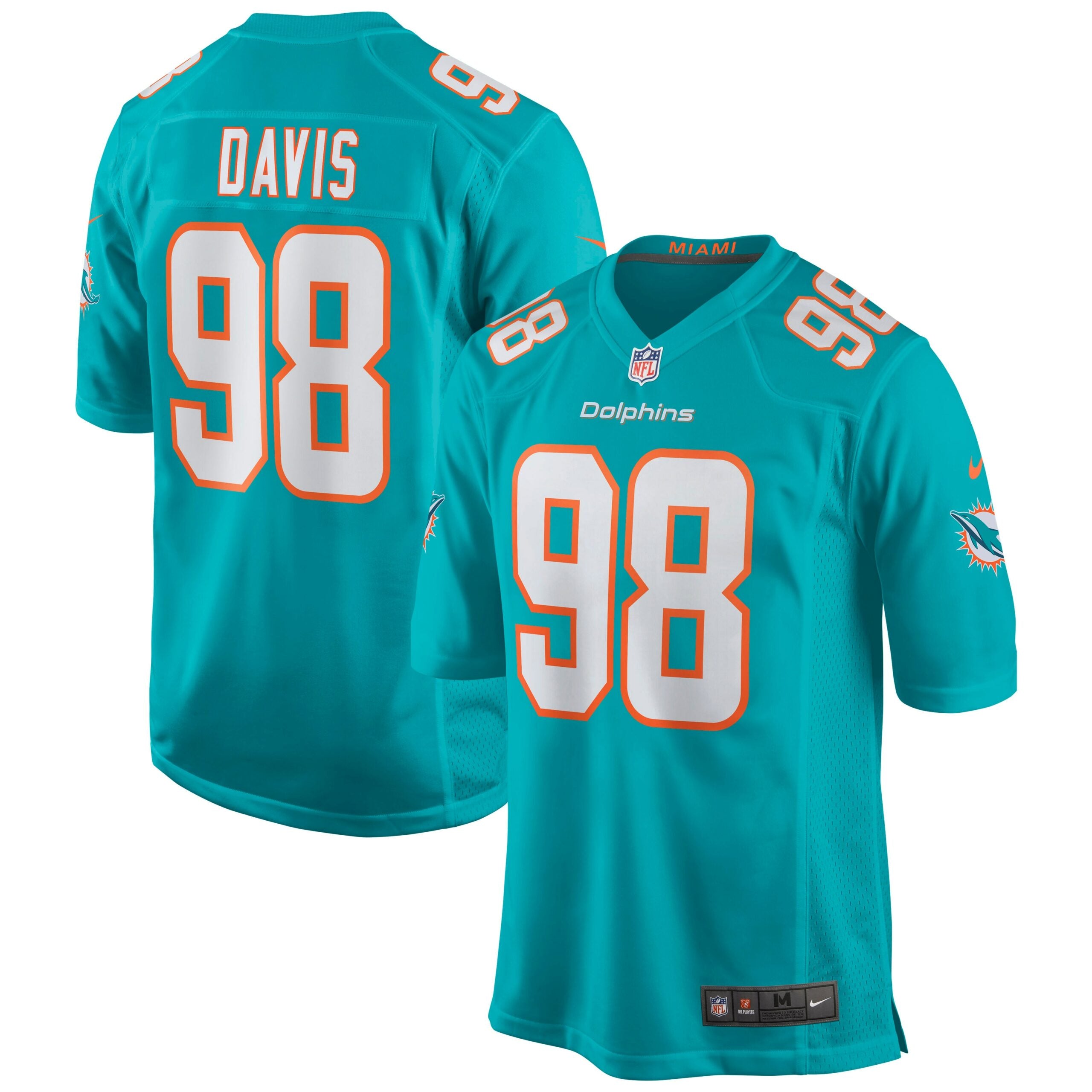 Raekwon Davis Miami Dolphins Nike Game Jersey   Aqua