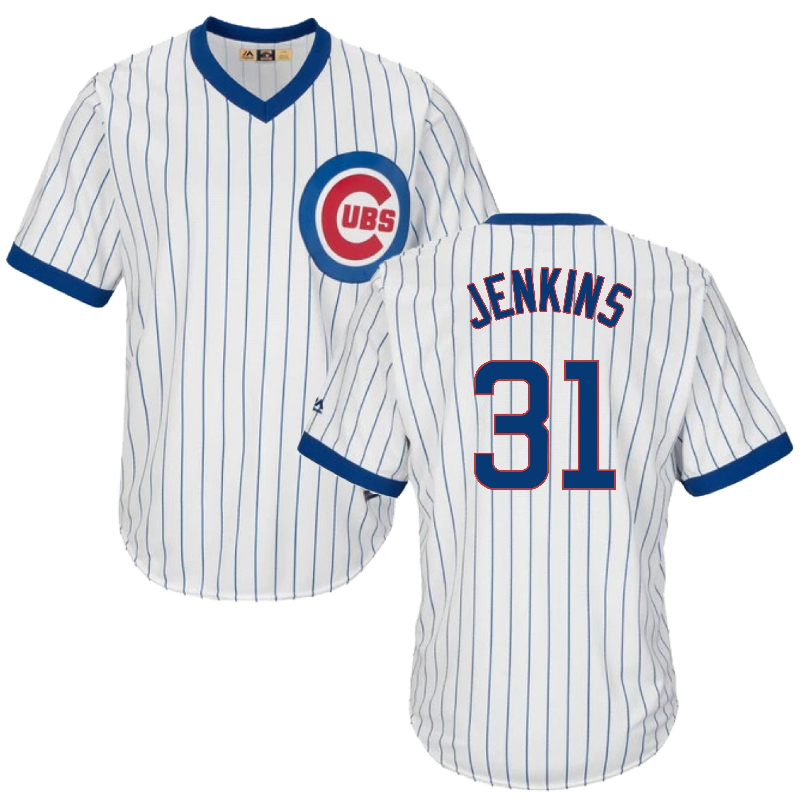 Fergie Jenkins Chicago Cubs Cooperstown White Pinstripe V-Neck Home Men's Jersey