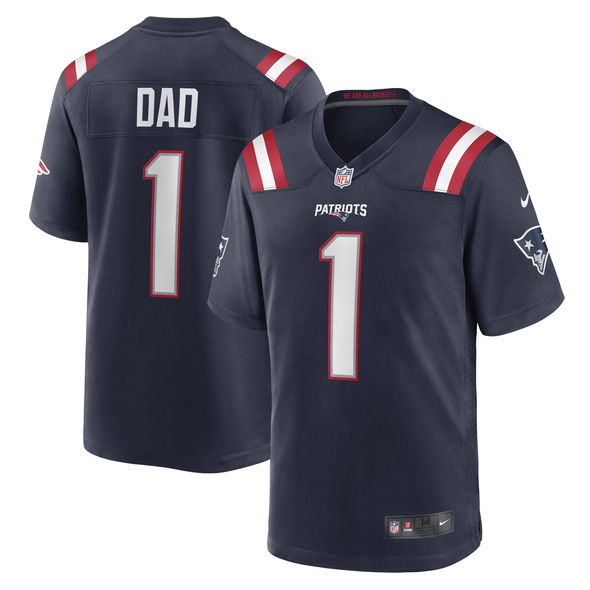 Men s Nike Number 1 Dad Navy New England Patriots Game Jersey