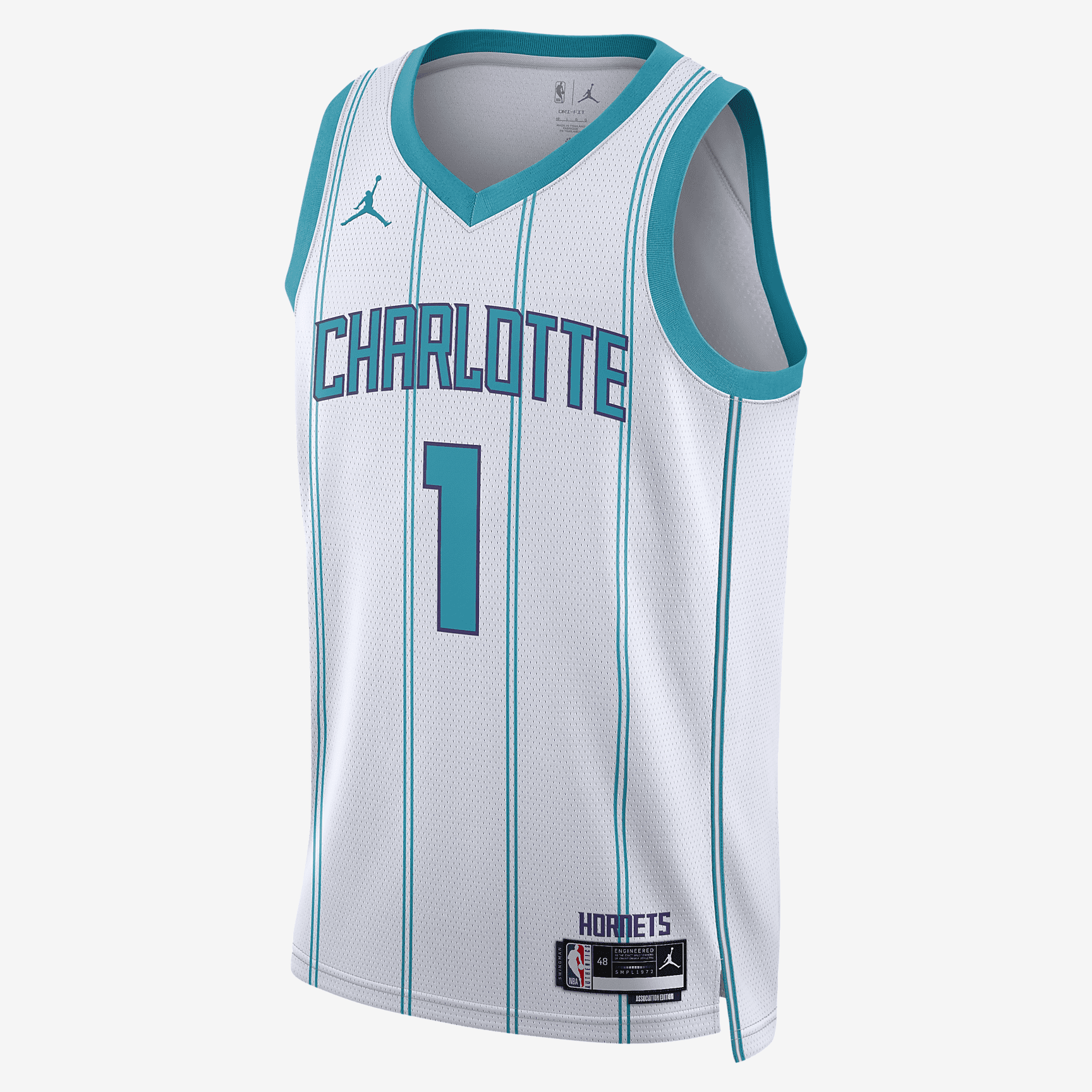 Charlotte Hornets Association Edition 2022/23 Jordans Dri-FIT NBA Swingman Jersey - White