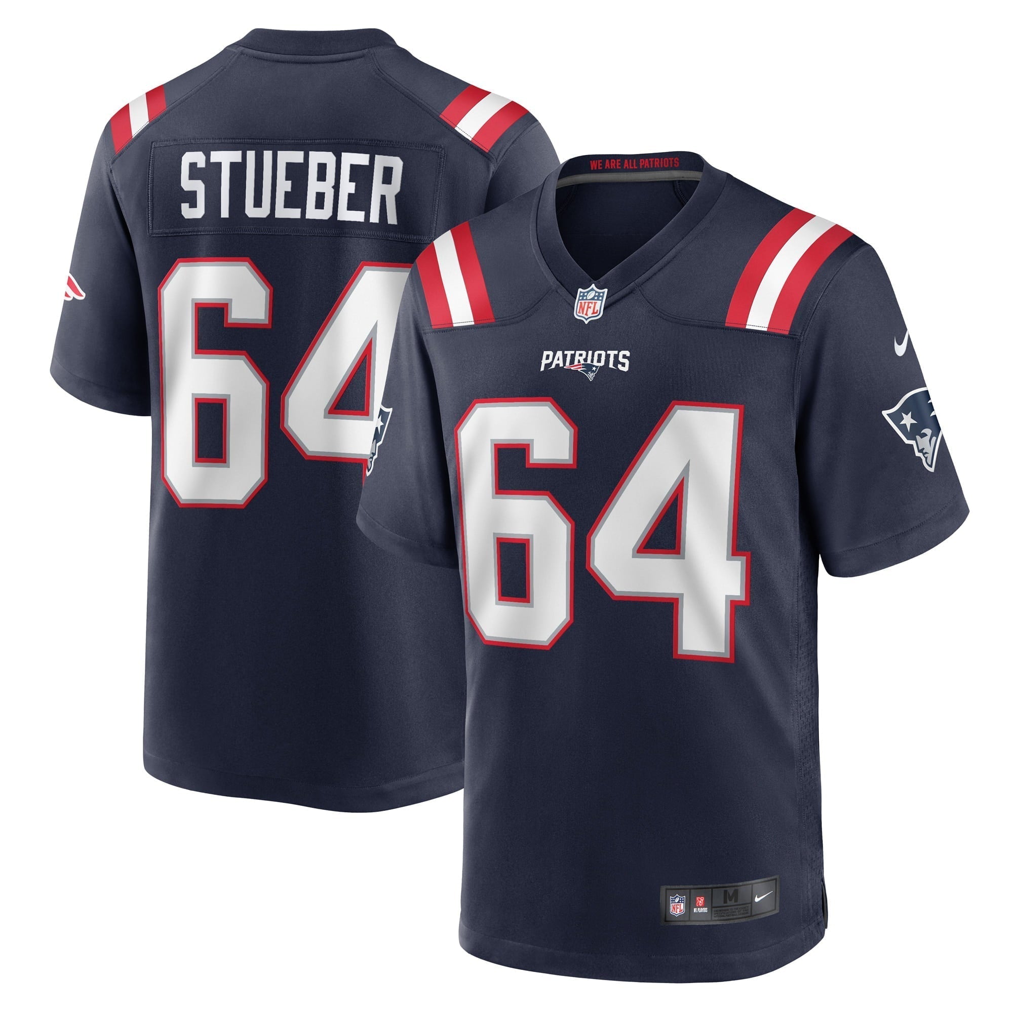 Men s Nike Andrew Stueber Navy New England Patriots Game Player Jersey