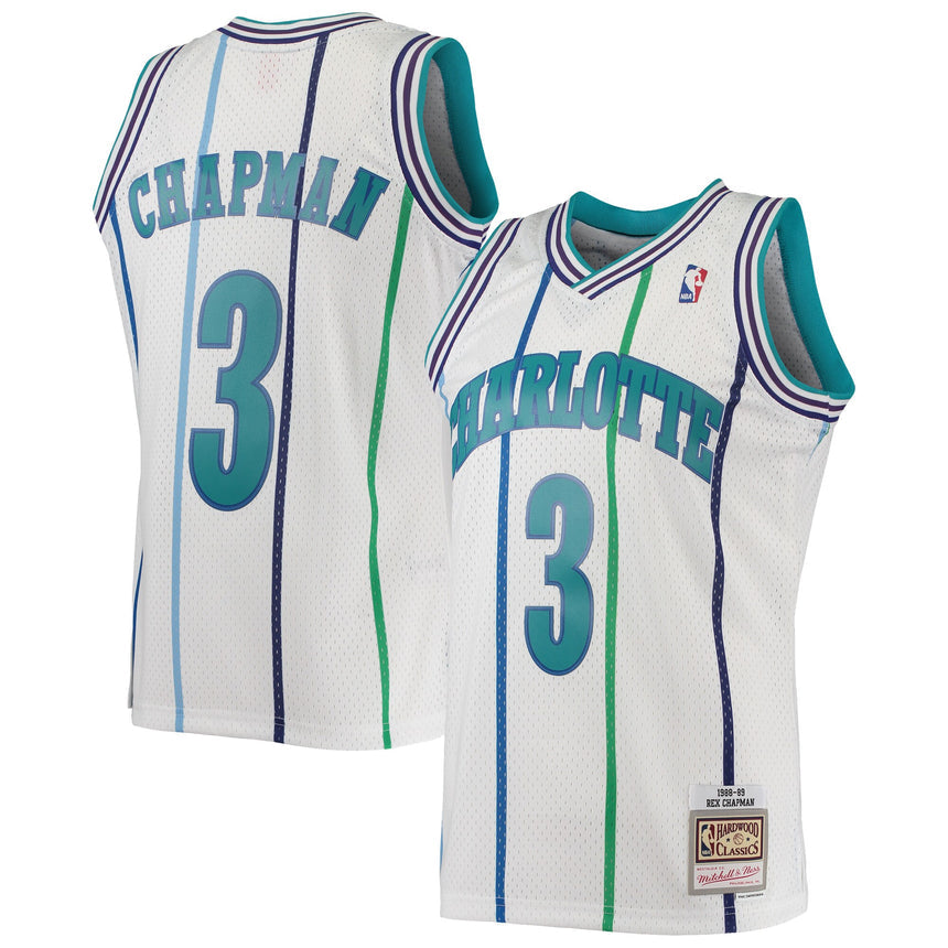 Men's Rex Chapman Charlotte Hornets 1988-89 White Swingman Replica Jersey By Mitchell & Ness