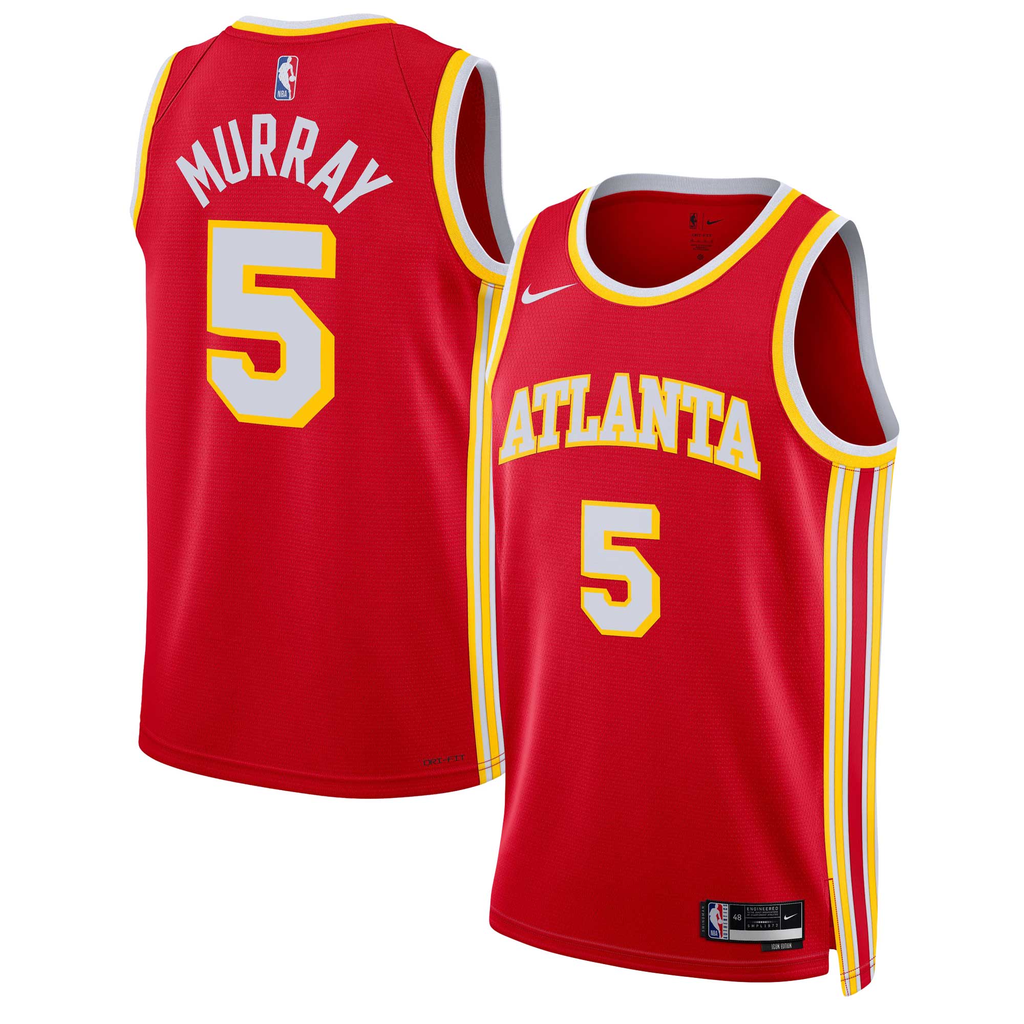 Dejounte Murray Atlanta Hawks, NBA Jerseys Nike Unisex Swingman Jersey - Association Edition - Red