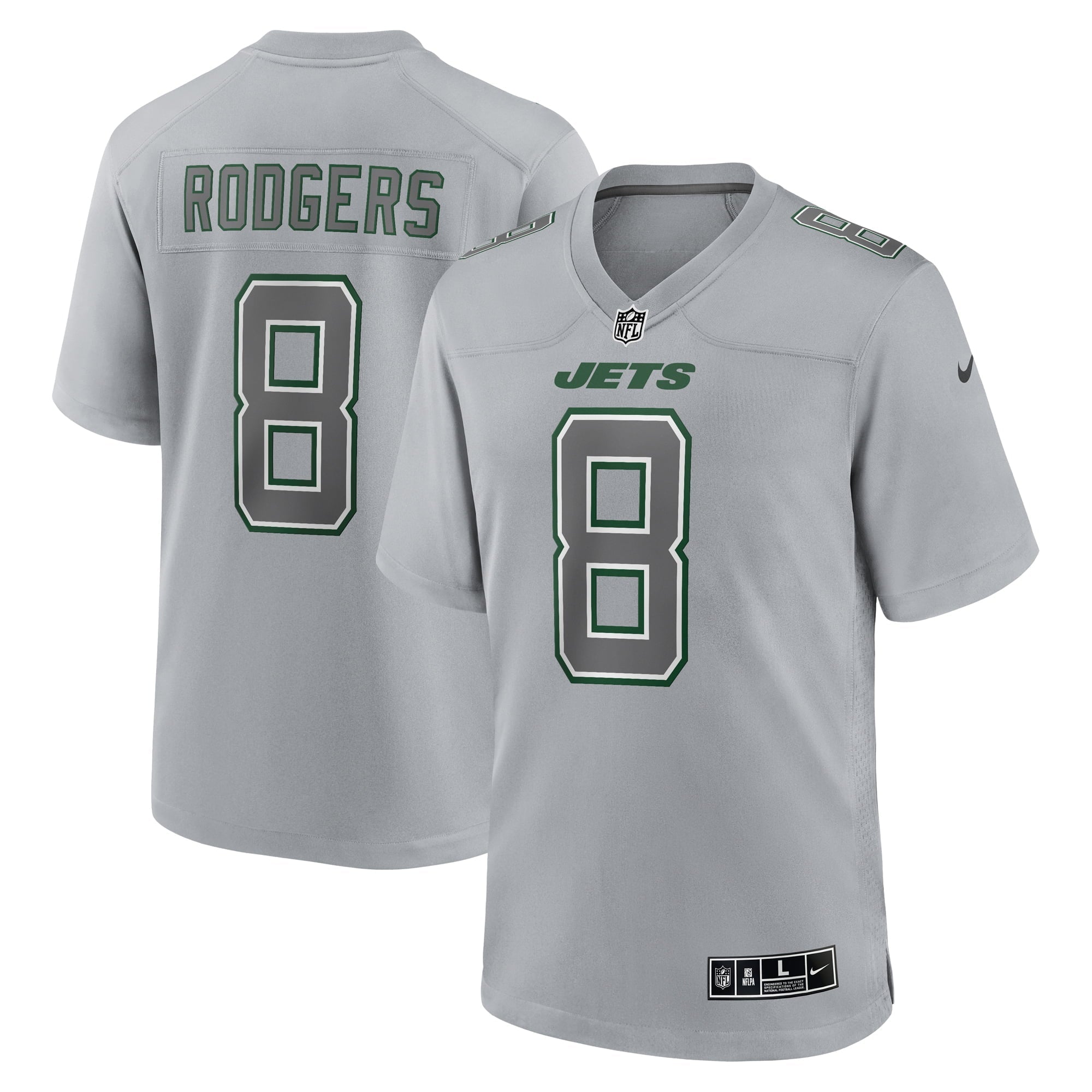 Men s Nike Aaron Rodgers Heather Gray New York Jets Atmosphere Fashion Game Jersey