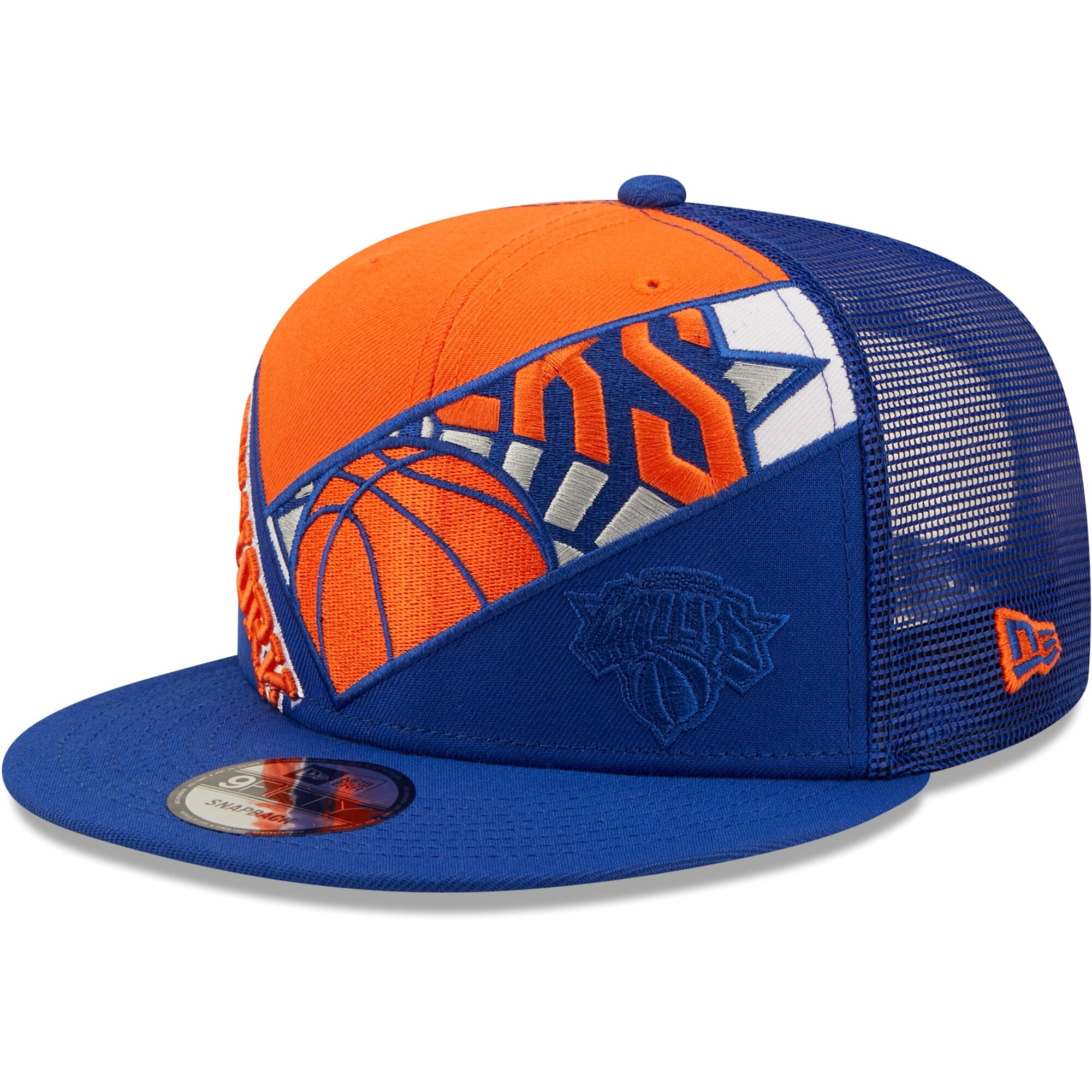 New York Knicks New Era Criss Cross 9FIFTY Trucker Snapback Hat - Blue