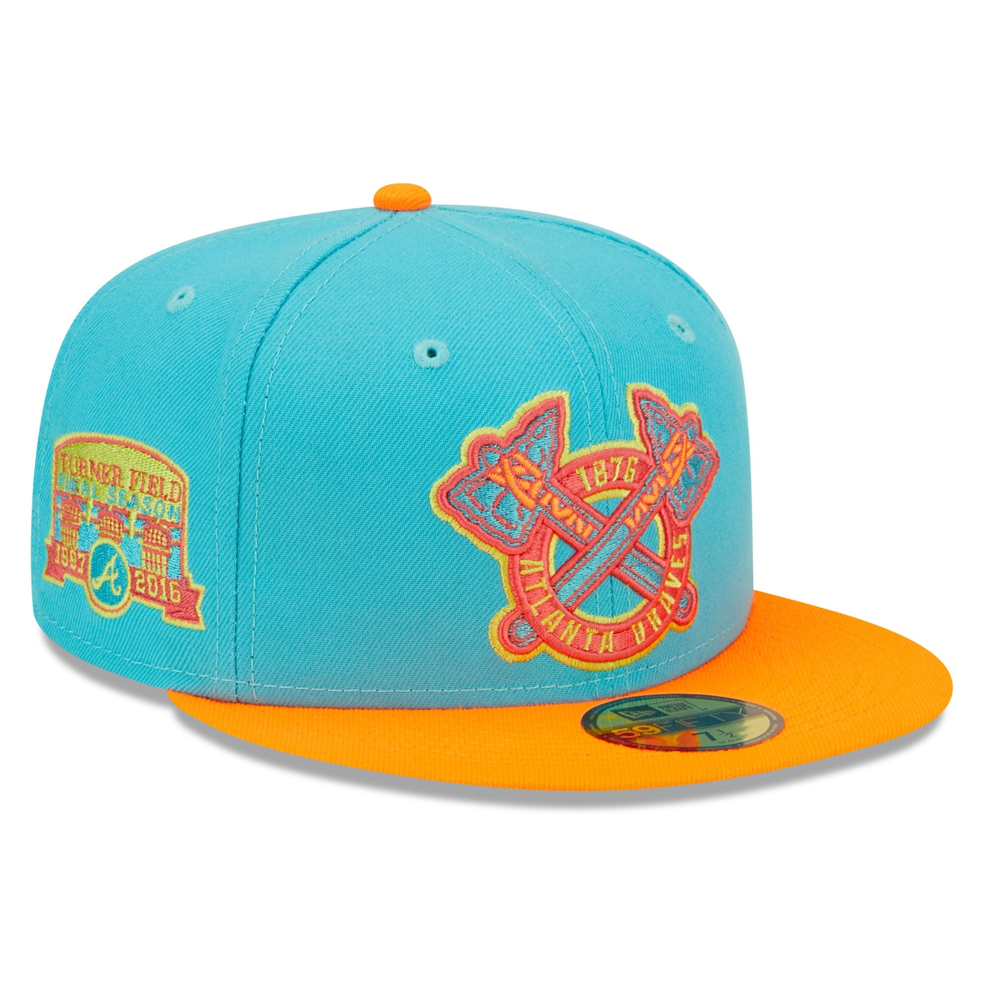 Atlanta Braves New Era Vice Highlighter 59FIFTY Fitted Hat - Blue/Orange