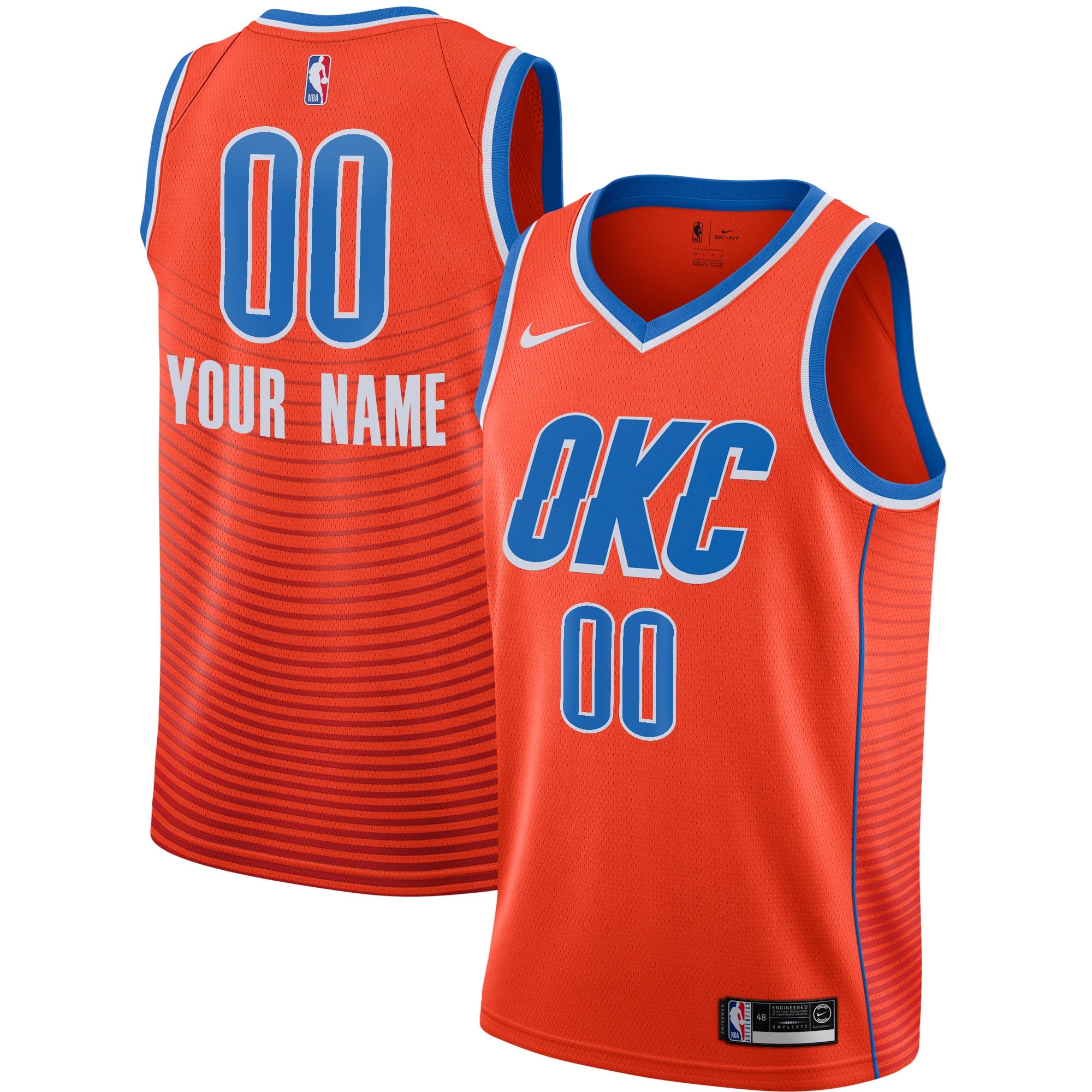 Oklahoma City Thunder Jordans Brand Swingman Custom Jersey - Statement Edition - Orange