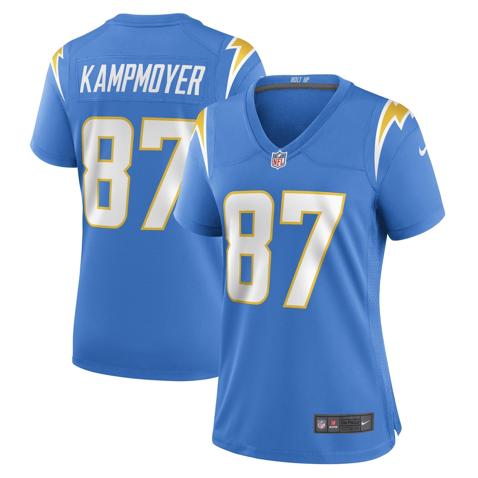 Women s Nike Hunter Kampmoyer Powder Blue Los Angeles Chargers Game Player Jersey